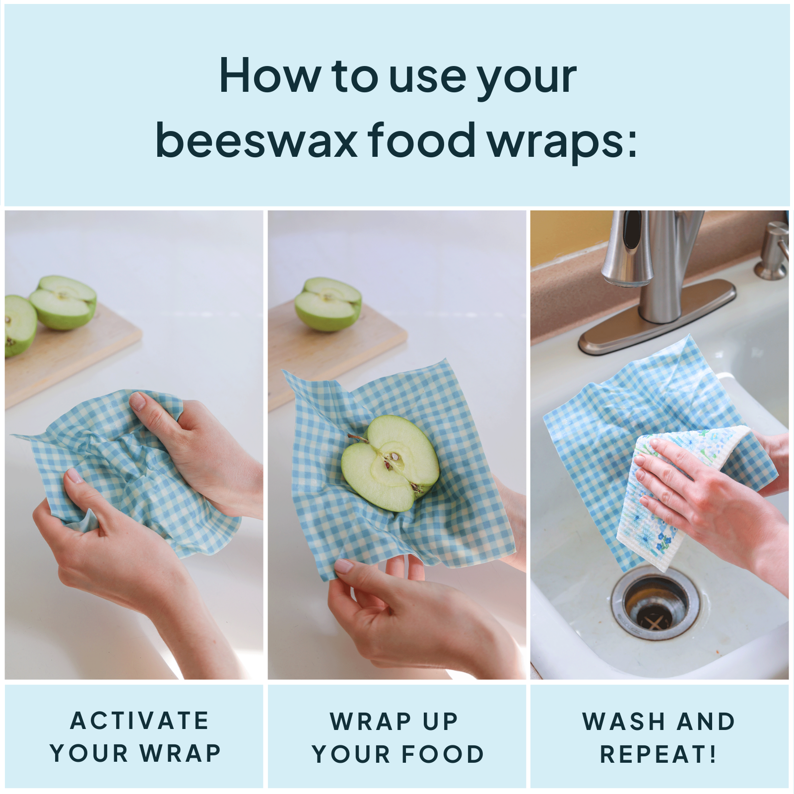NATURE BEE - Beeswax Wrap Variety Set - Blue