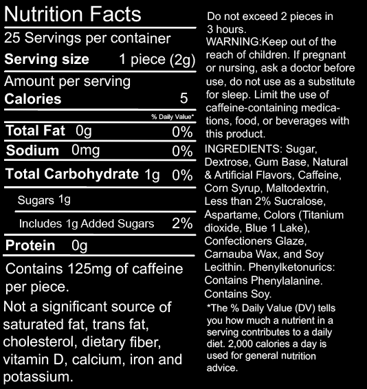 Maax Caffeine Gum | 125mg per piece | 40 pieces per bag