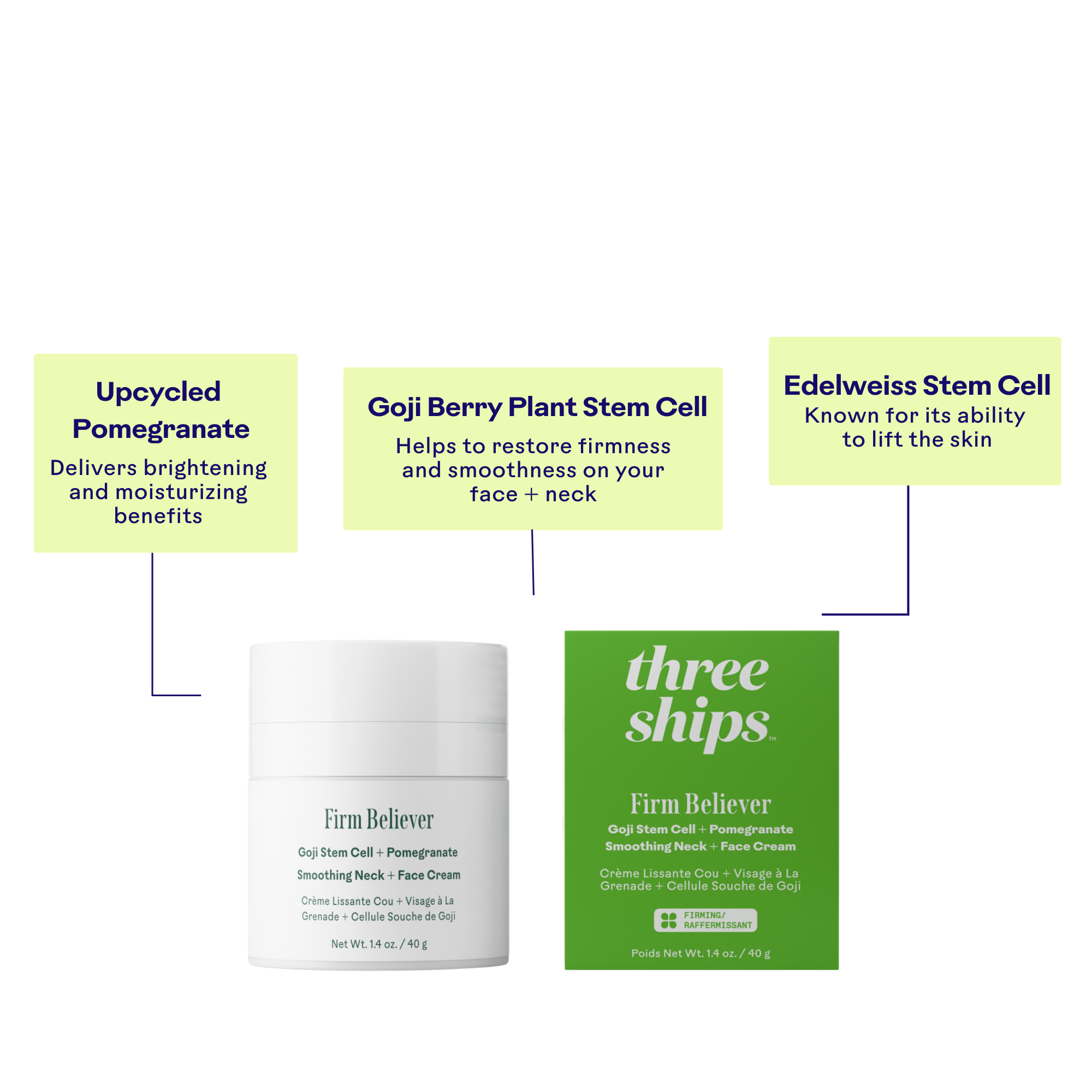 Three Ships - Firm Believer Goji Stem Cell Smoothing Neck + Face Cream