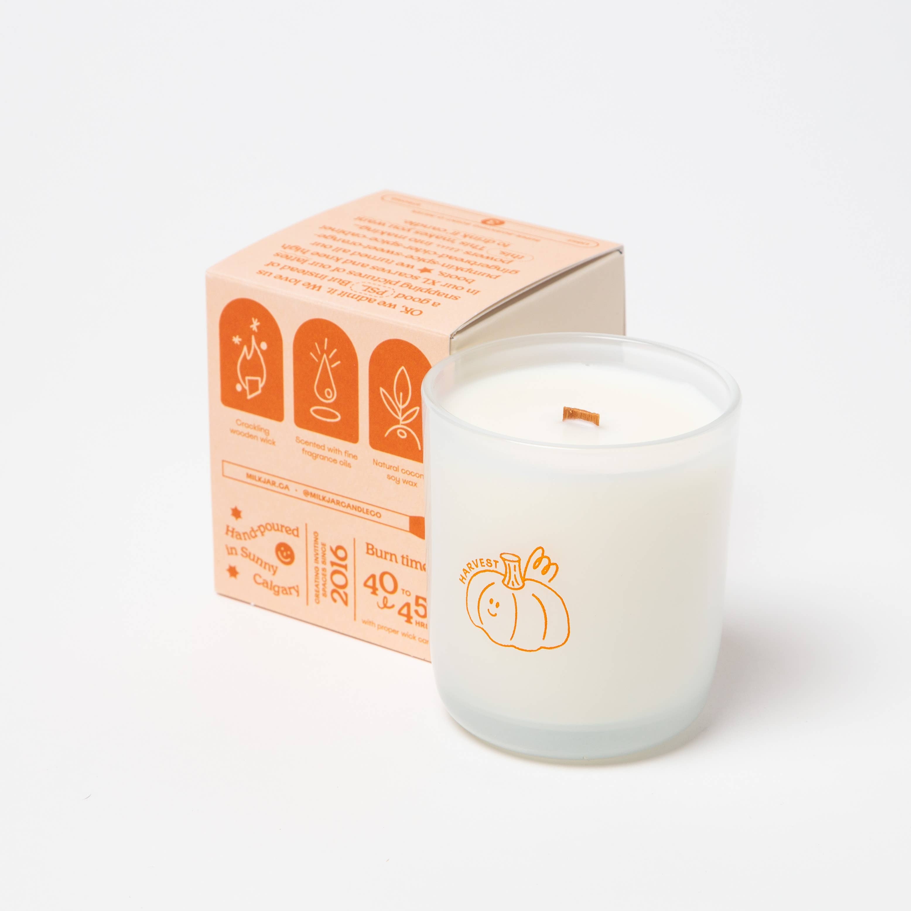 Milk Jar Candle Co. - Harvest - Orange, Clove & Pumpkin Spice Soy 8oz Candle