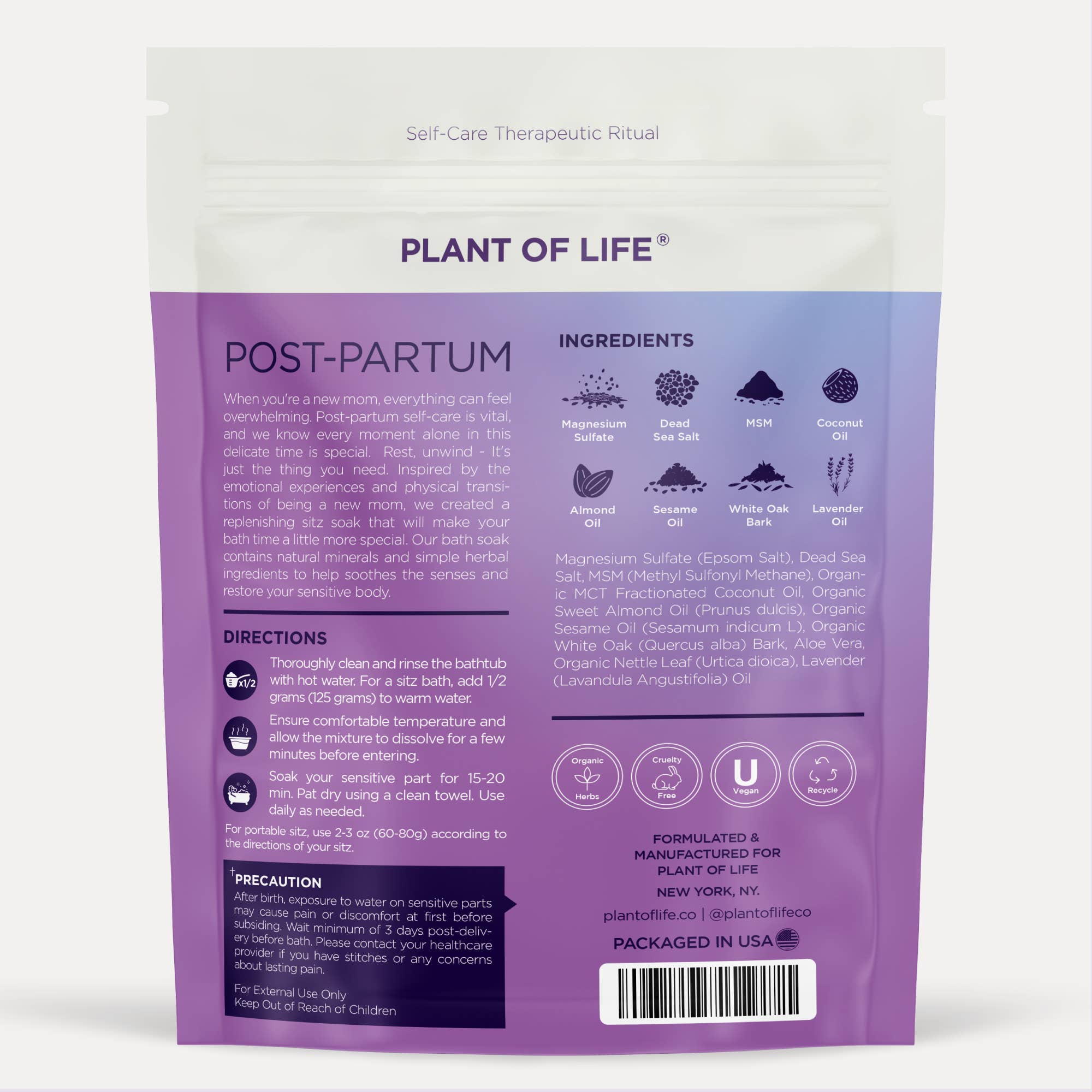 Plant of Life - Postpartum Recovery Bath Soak | Sitz Salt with Epsom Salt