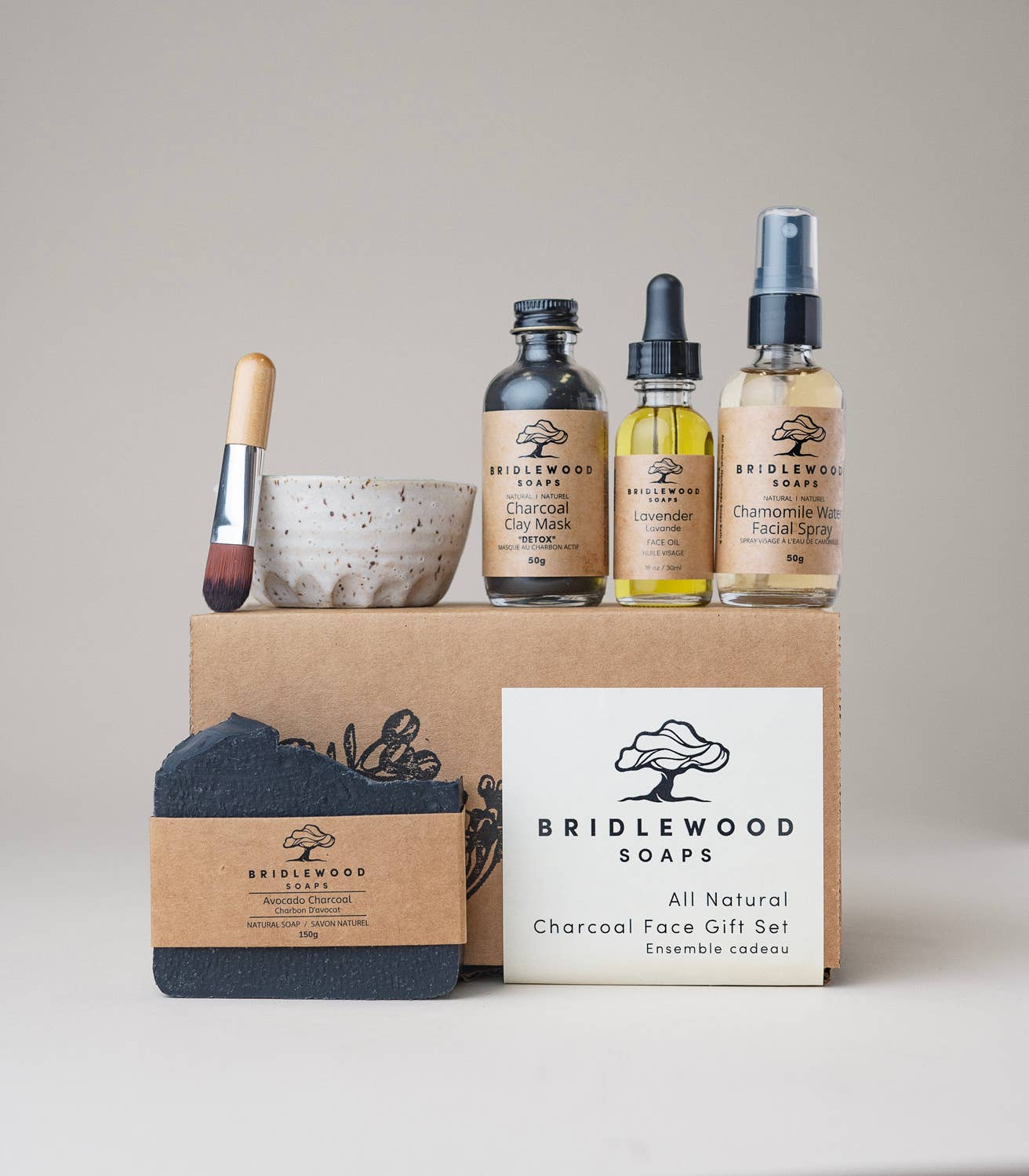 Bridlewood Soaps - All Natural Face Care Gift Set: Add bowl and brush / Charcoal