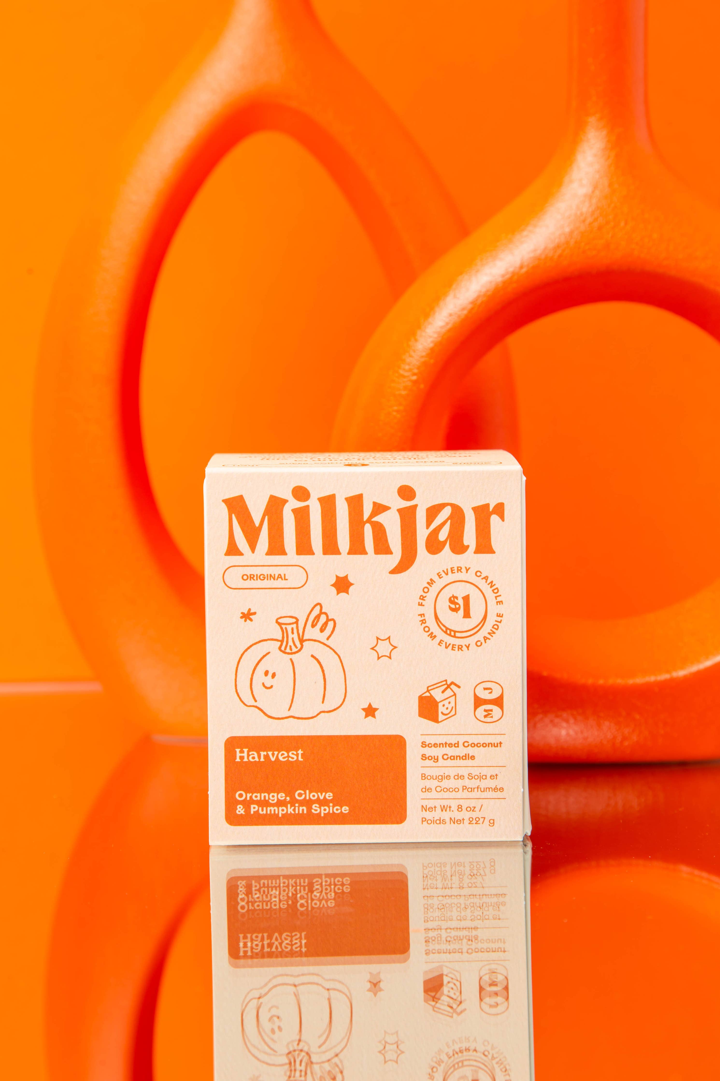 Milk Jar Candle Co. - Harvest - Orange, Clove & Pumpkin Spice Soy 8oz Candle