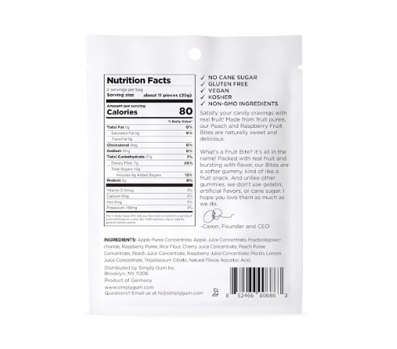 Simply Gum - Really Real Gummies - Peach Raspberry (1.8 oz Bags)