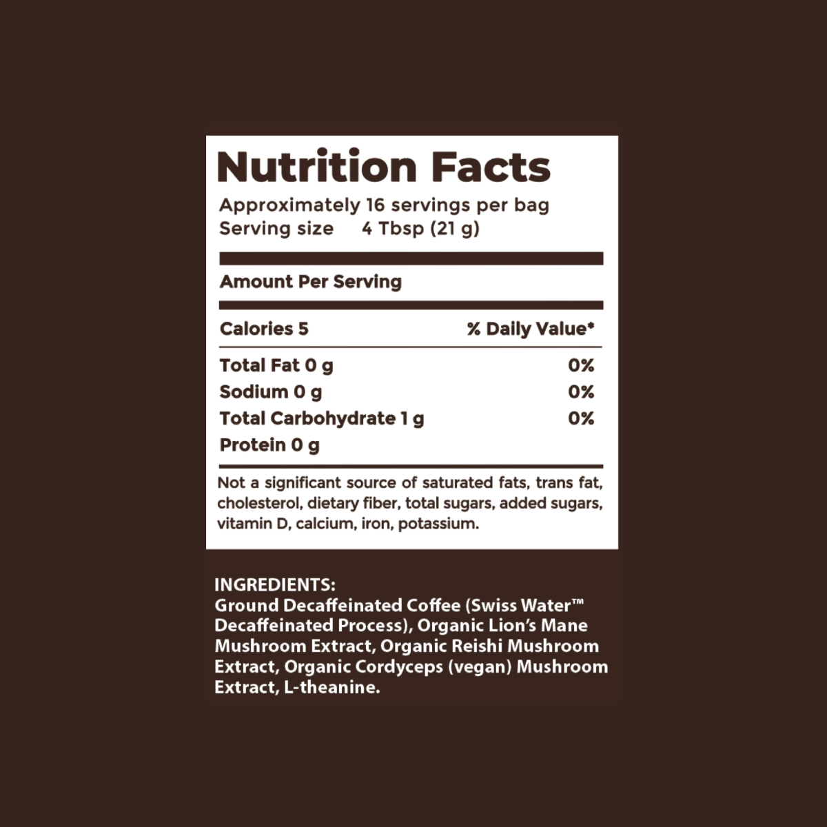 PureShrooms Inc. - PureShrooms Swiss Water Decaf Mushroom Ground Coffee