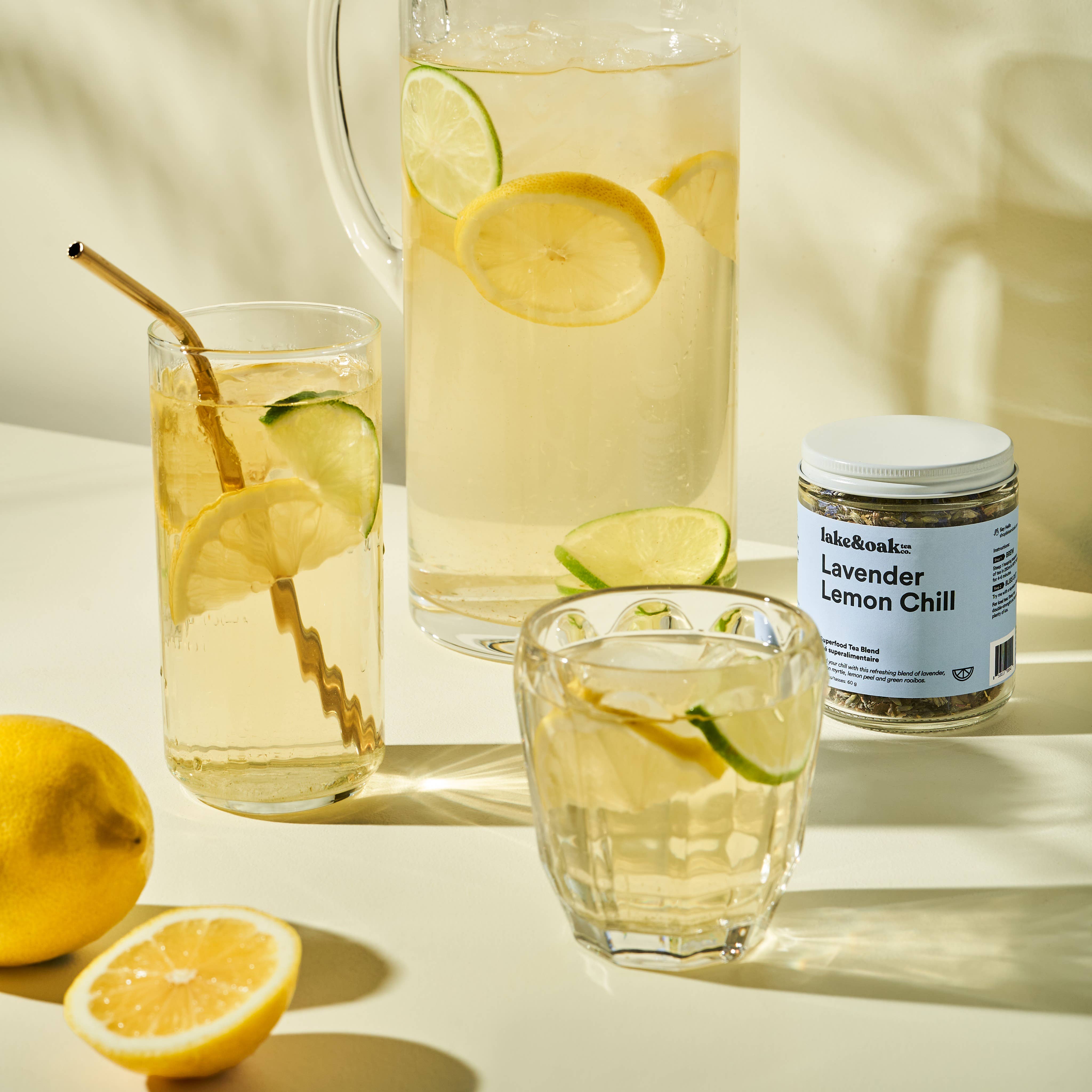 Lake & Oak Tea Co. - Lavender Lemon Chill - Superfood Tea Blend: Retail Glass Jar