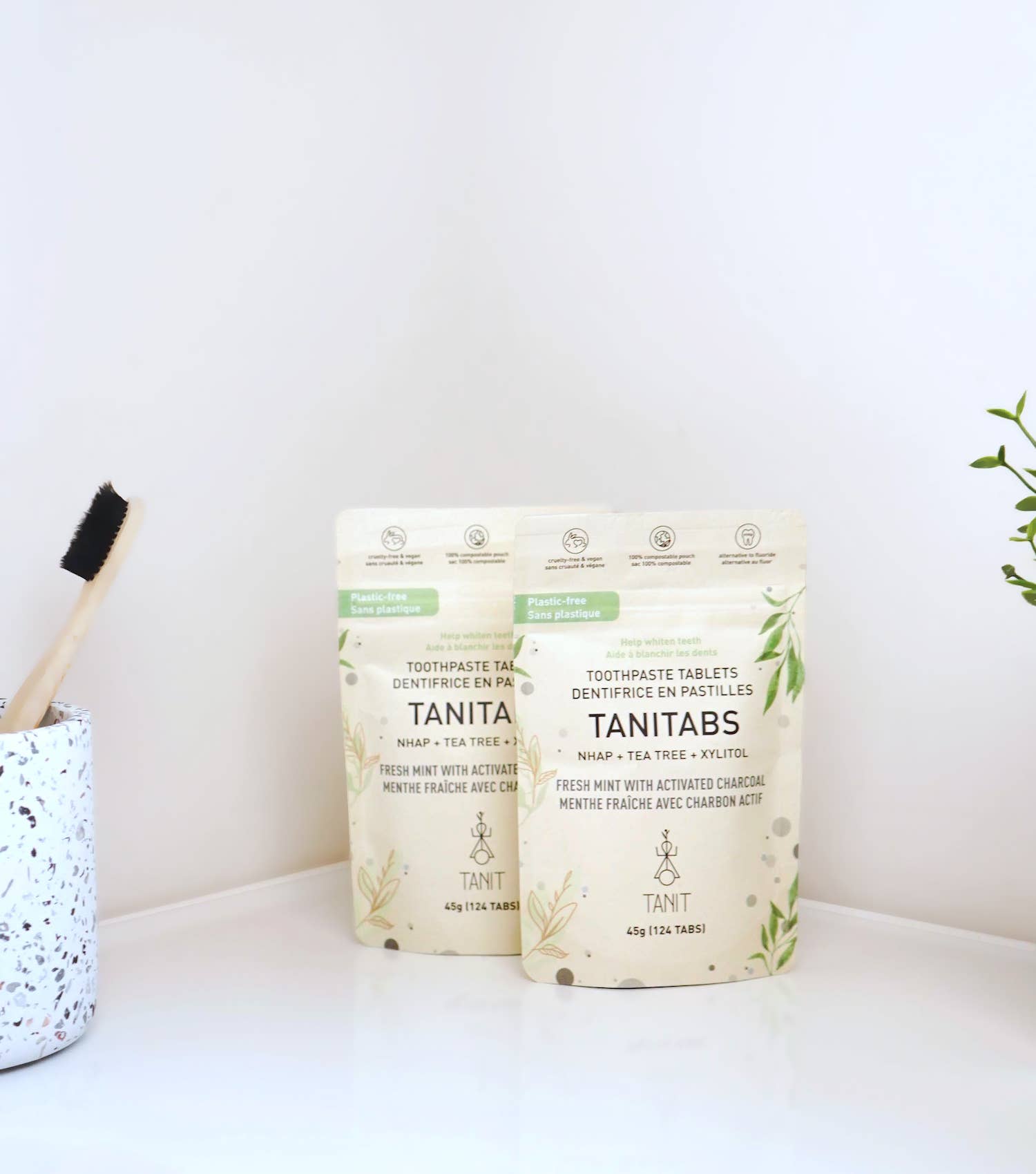 TANIT - Mint Charcoal Toothpaste Tablets-Compostable Refill 124 tabs