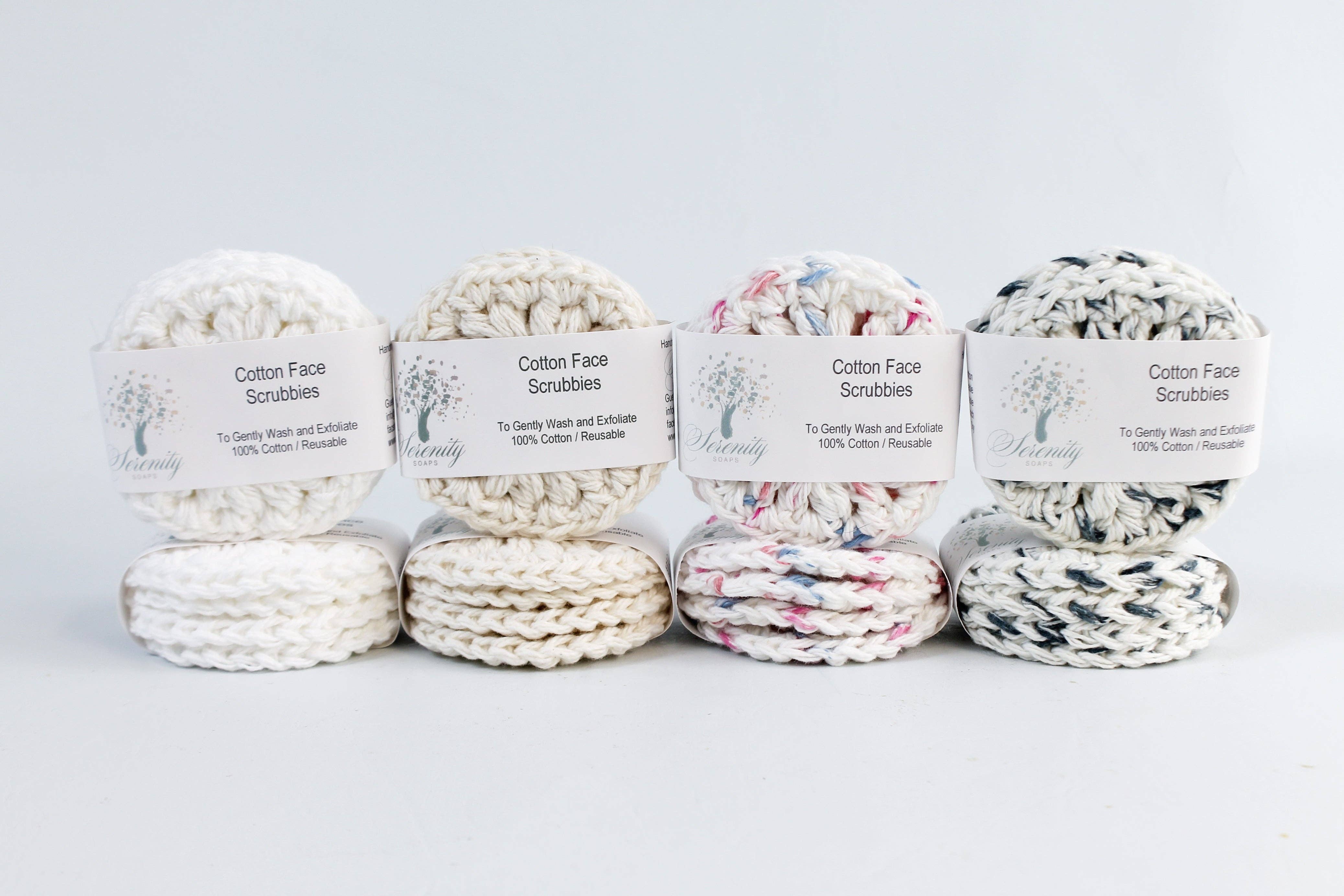 Serenity Soaps - Cotton Face Scrubbies: White
