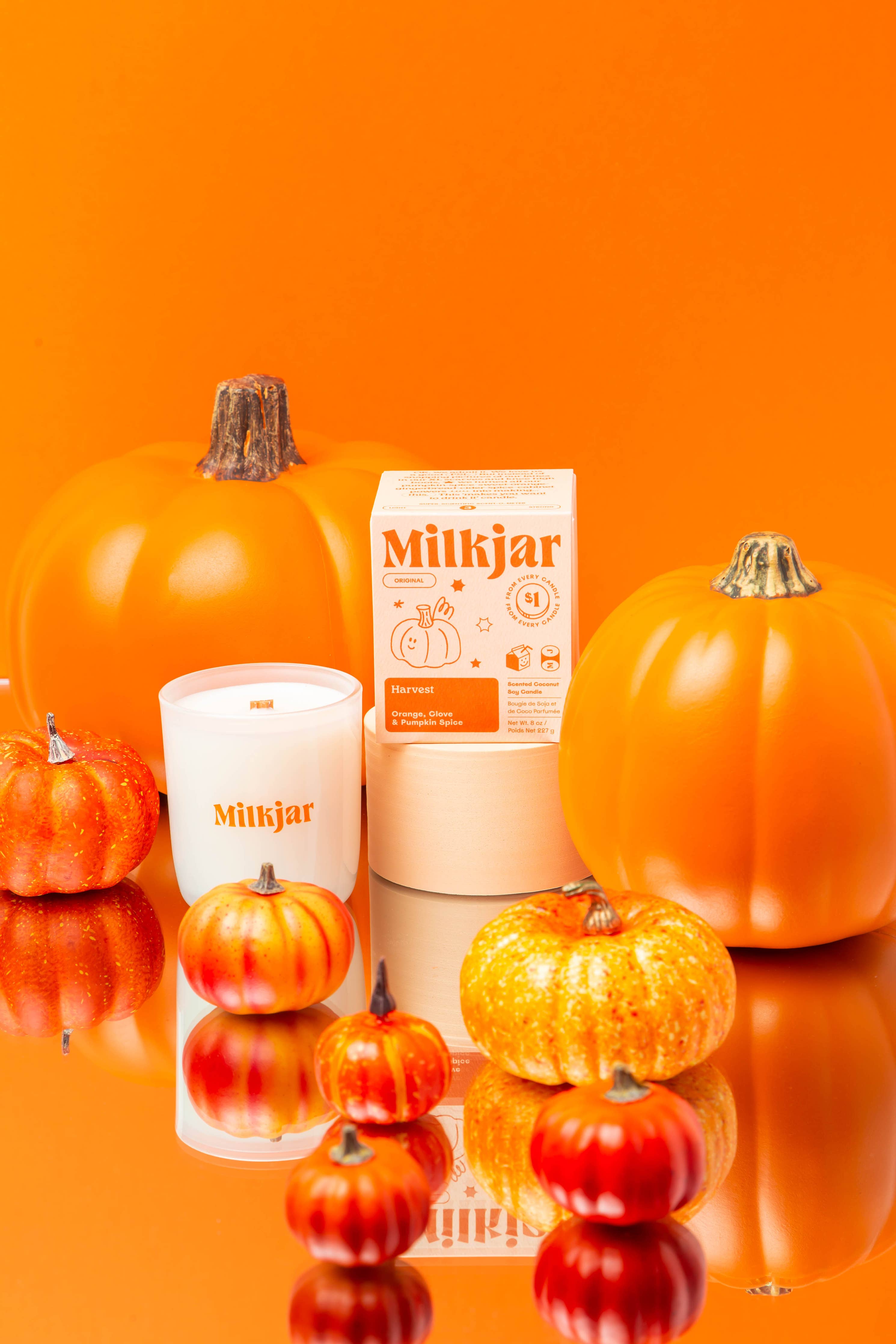 Milk Jar Candle Co. - Harvest - Orange, Clove & Pumpkin Spice Soy 8oz Candle