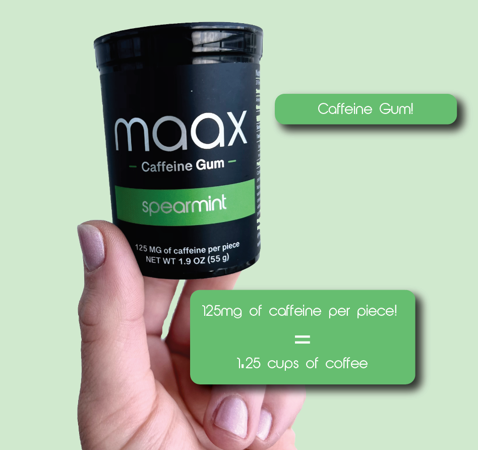 Maax Caffeine Gum | 125mg per piece | 25 pieces per bottle
