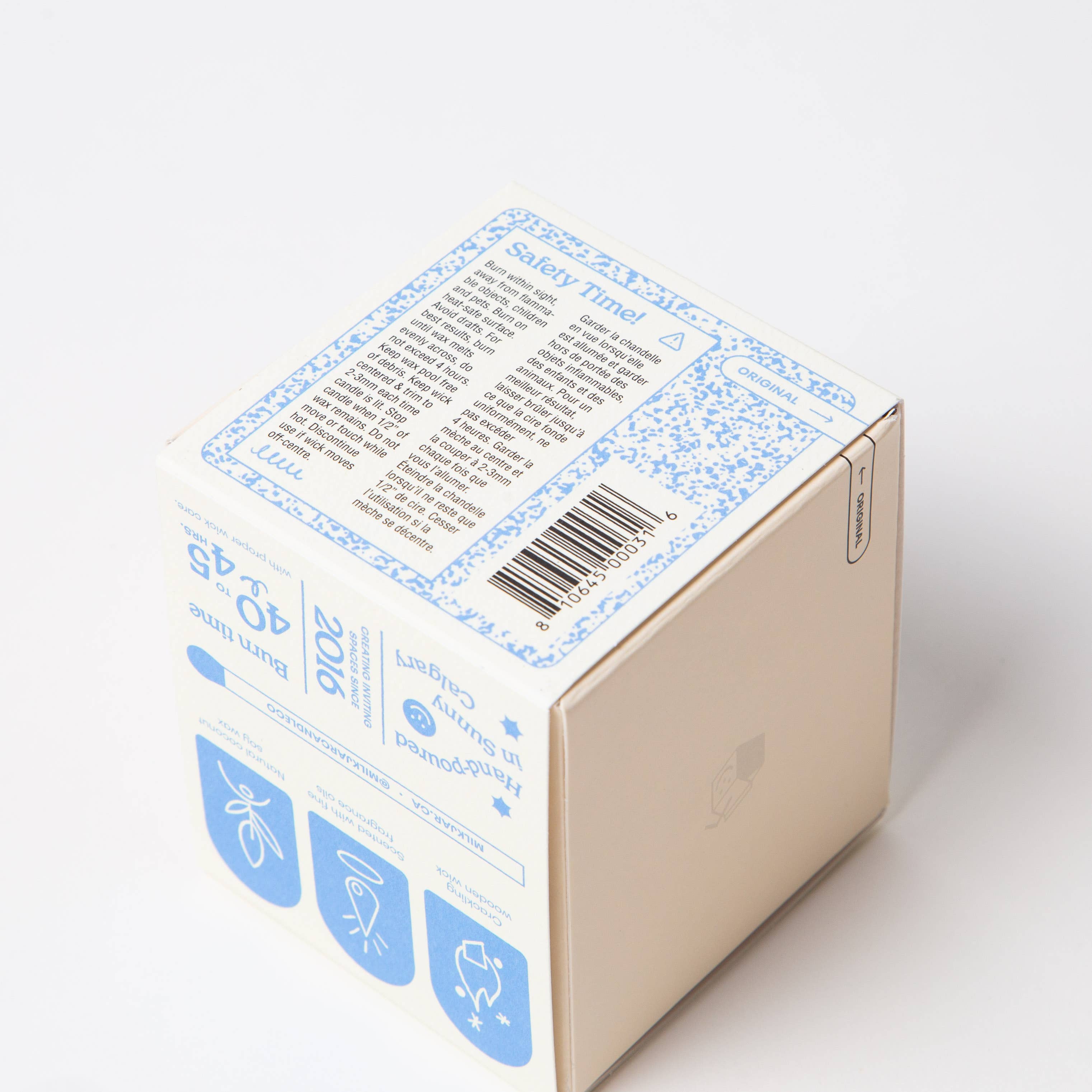 Milk Jar Candle Co. - Fresh Laundry - Rain, Cotton & Vanilla Coco Soy 8oz Candle