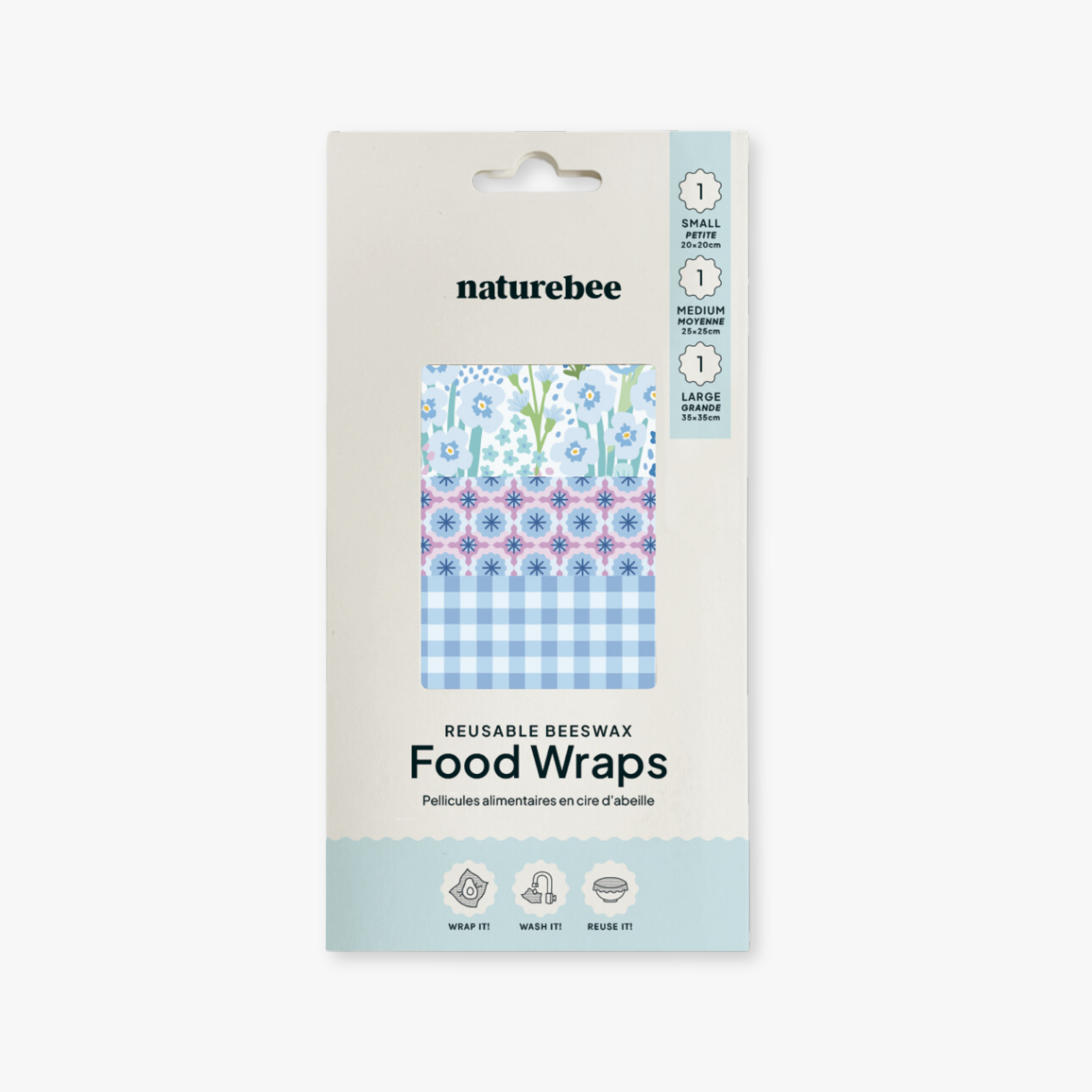 NATURE BEE - Beeswax Wrap Variety Set - Blue