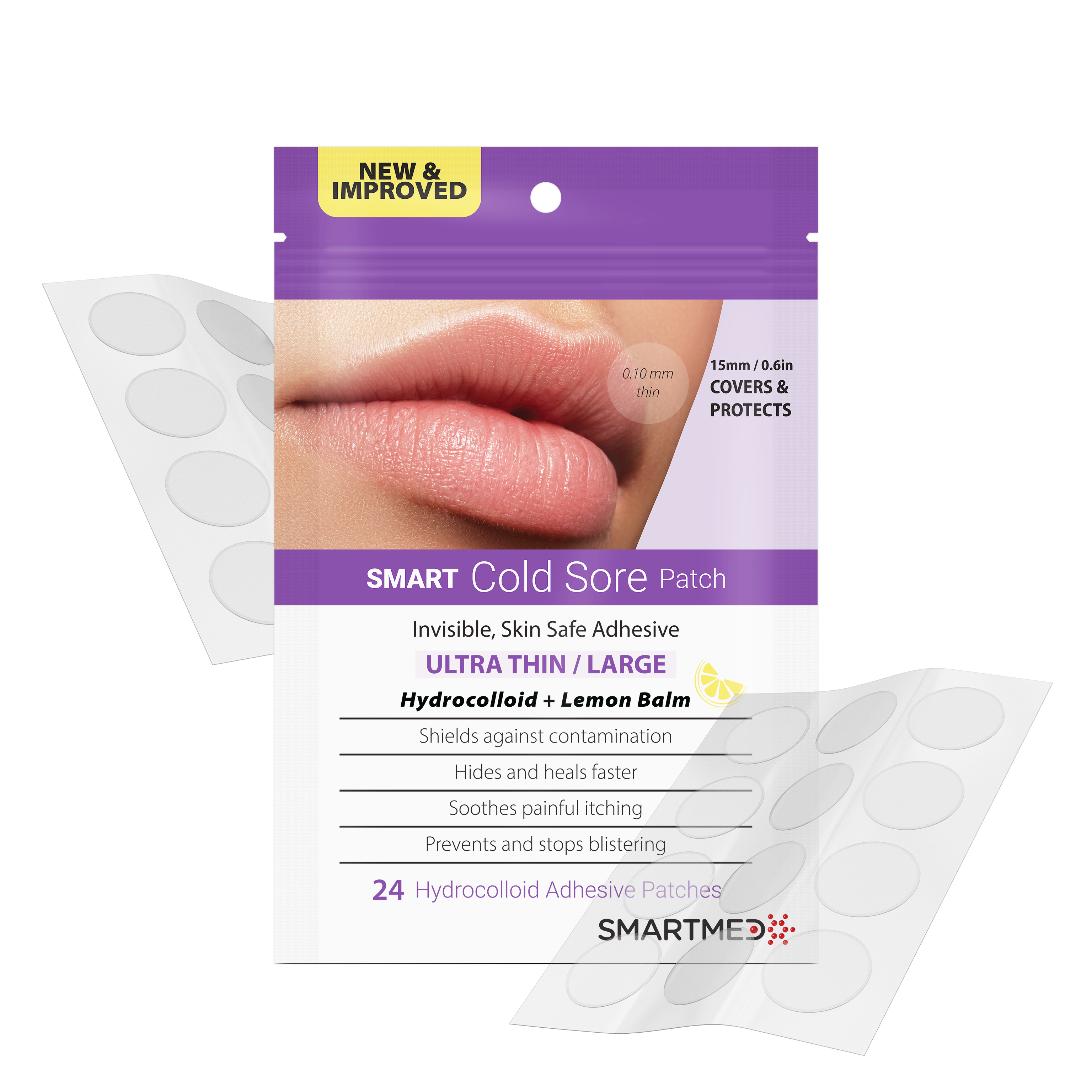 SMARTMED - Smart Cold Sore Large Treatment Patch with Lemon Balm Clear