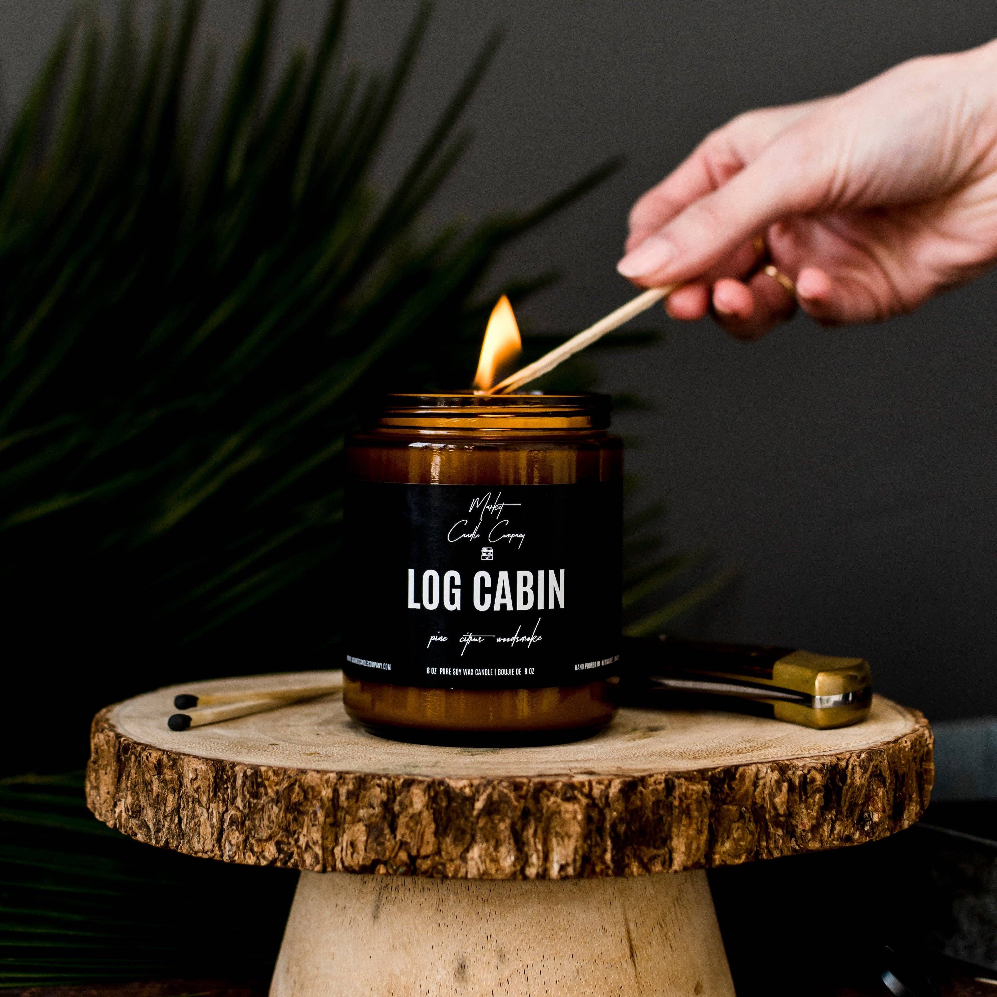 Market Candle Company - LOG CABIN SOY WAX CANDLE: 8 oz Single Wick
