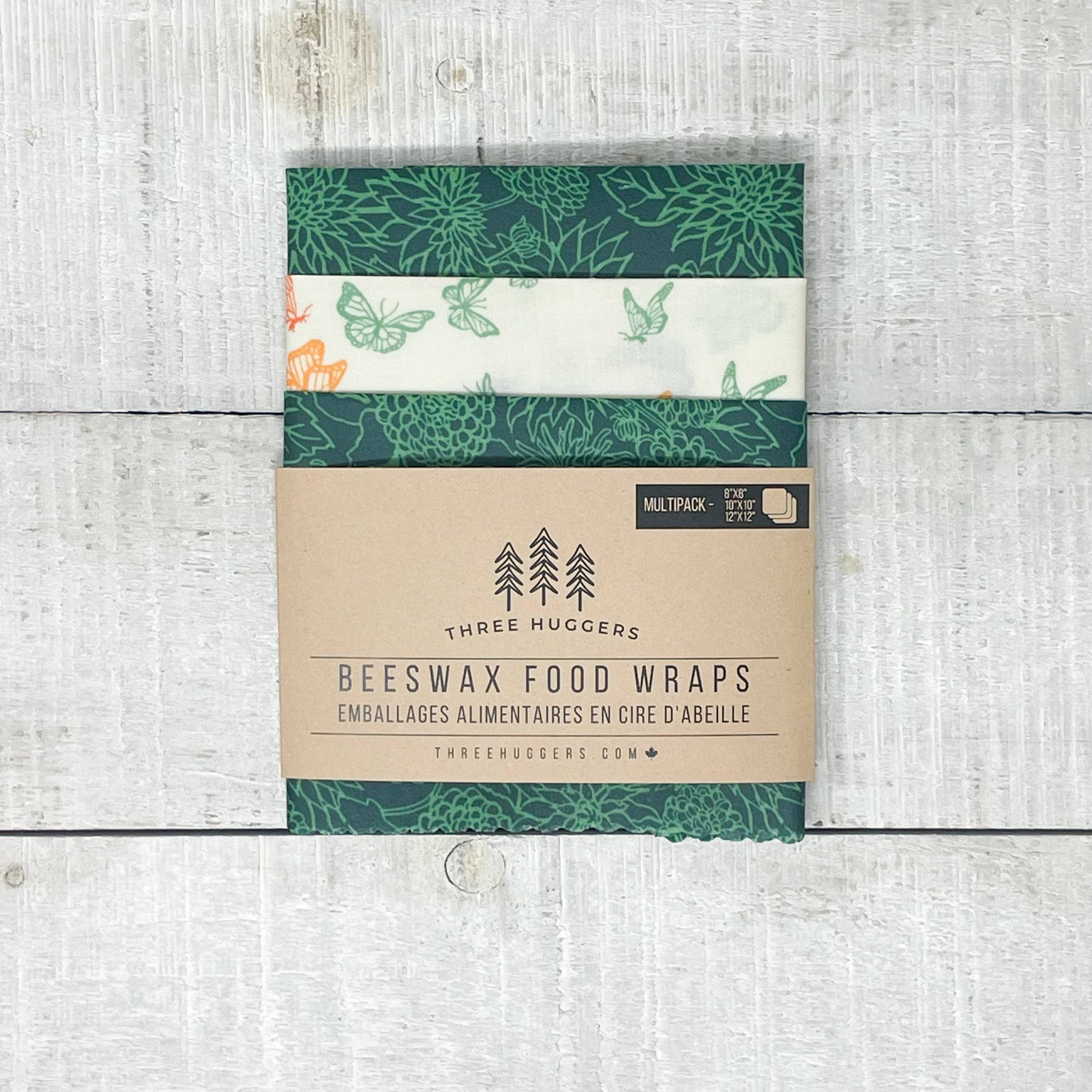 Three Huggers - Beeswax Wraps Multipack - Green Garden