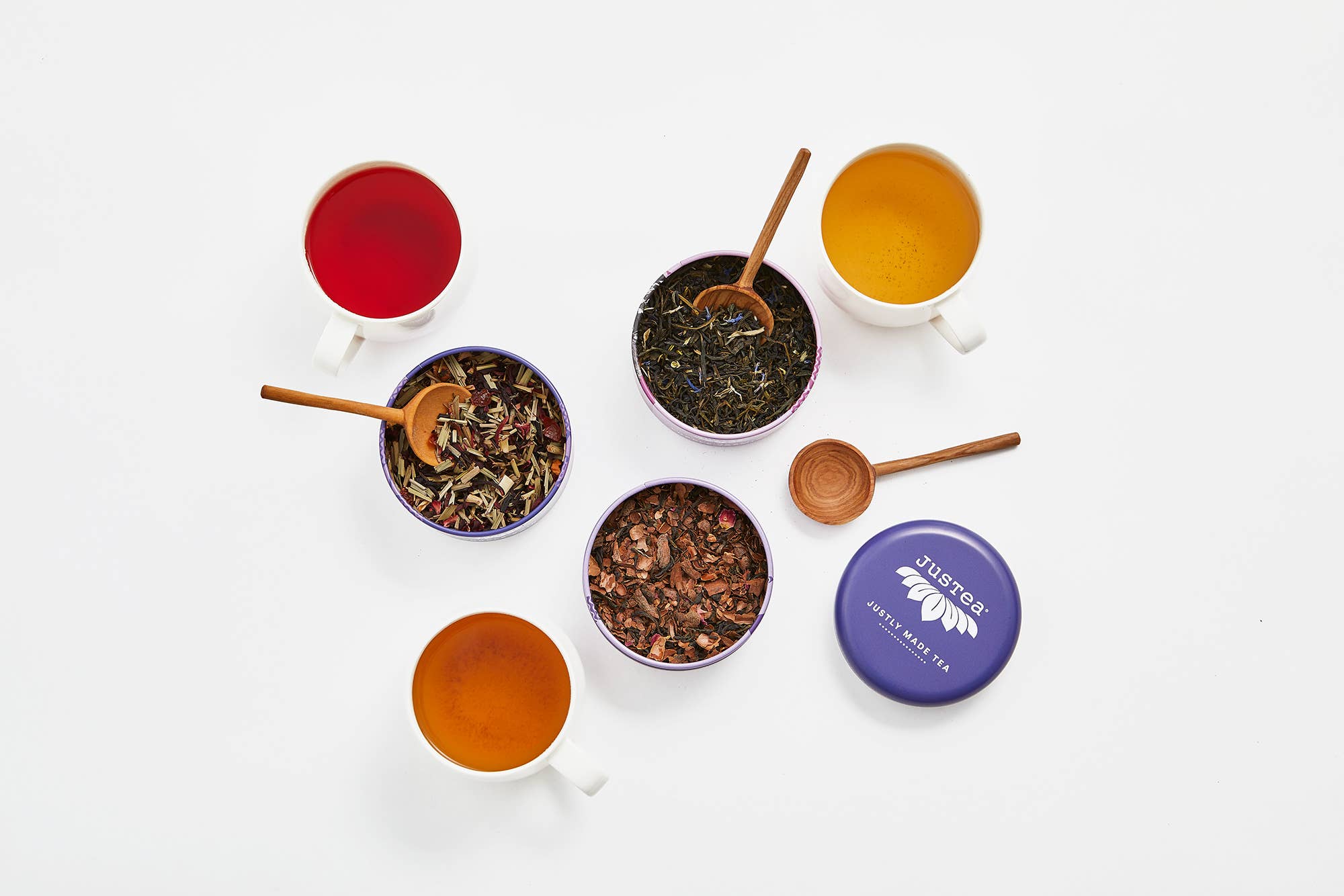 JusTea - Purple Tea Trio Tin & Spoon - Organic, Fair-Trade Tea Gift