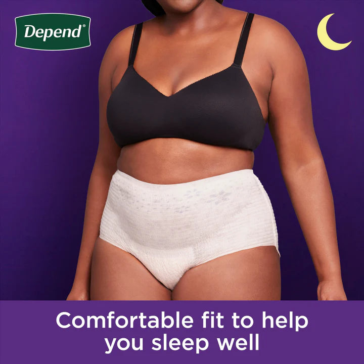Depend Night Defense Adult Incontinence Underwear for Women, Disposable, Overnight, Medium, Blush, 15 Count