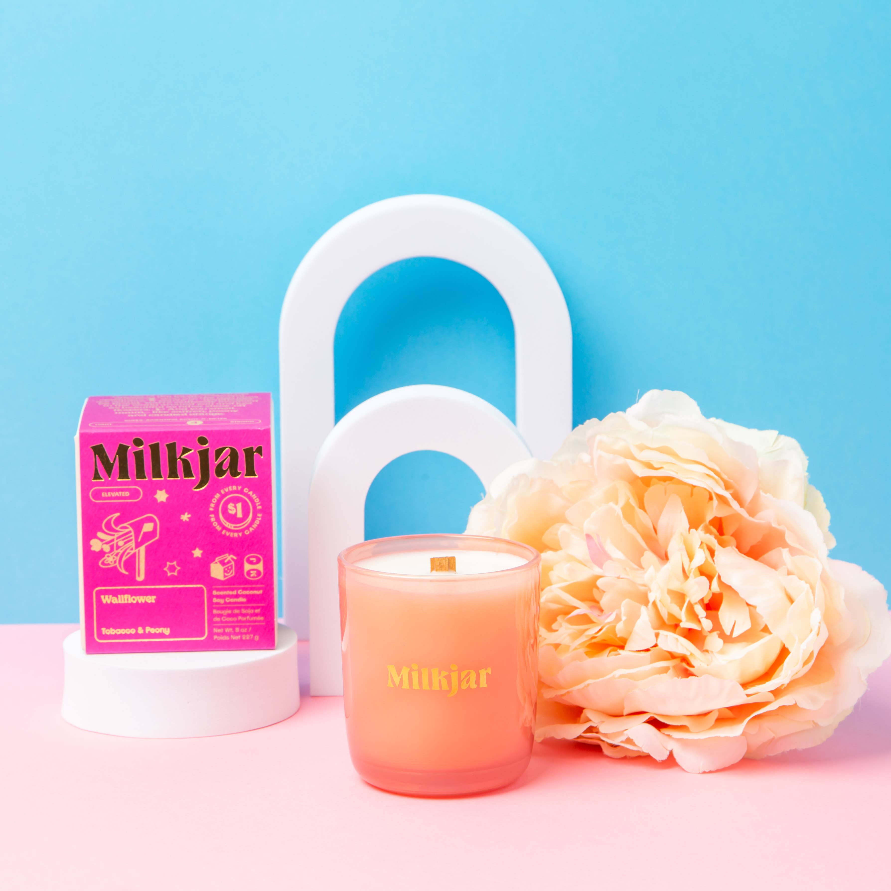 Milk Jar Candle Co. - Wallflower - Tobacco & Peony Coconut Soy Candle