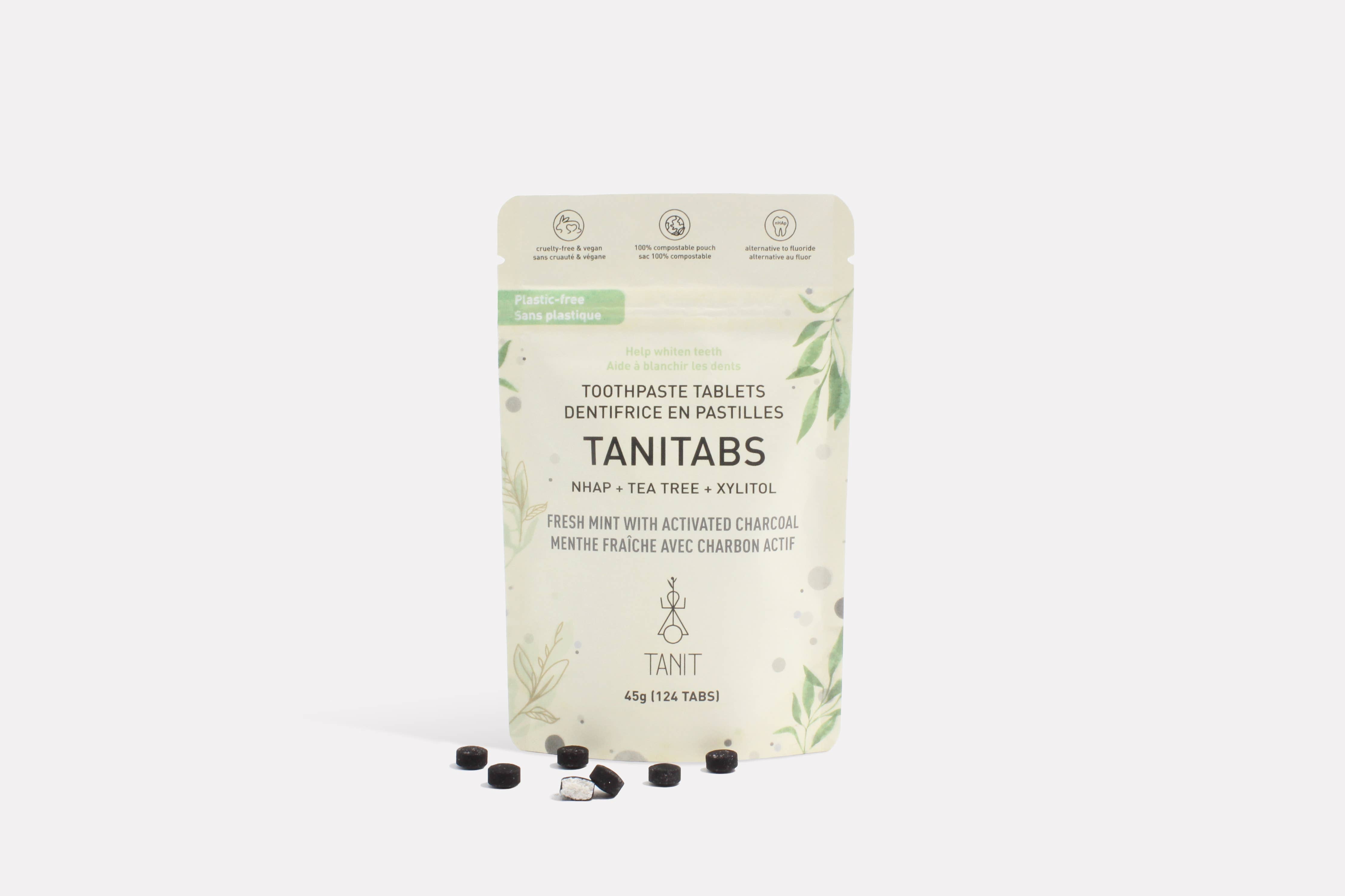TANIT - Mint Charcoal Toothpaste Tablets-Compostable Refill 124 tabs