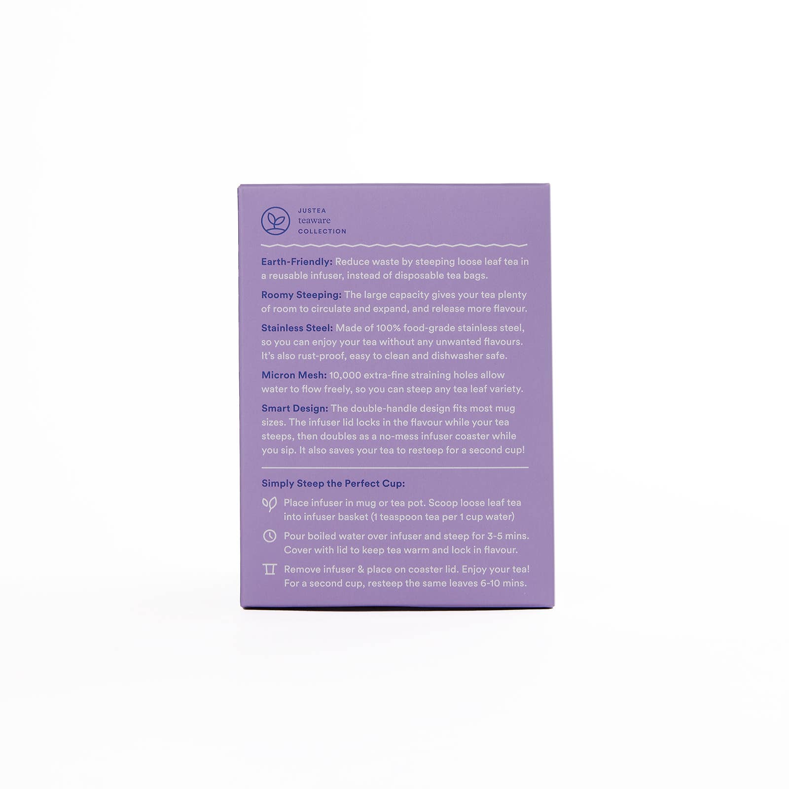 JusTea - Tea Infuser with Dual-use Coaster Lid - Tea Steeper Strainer