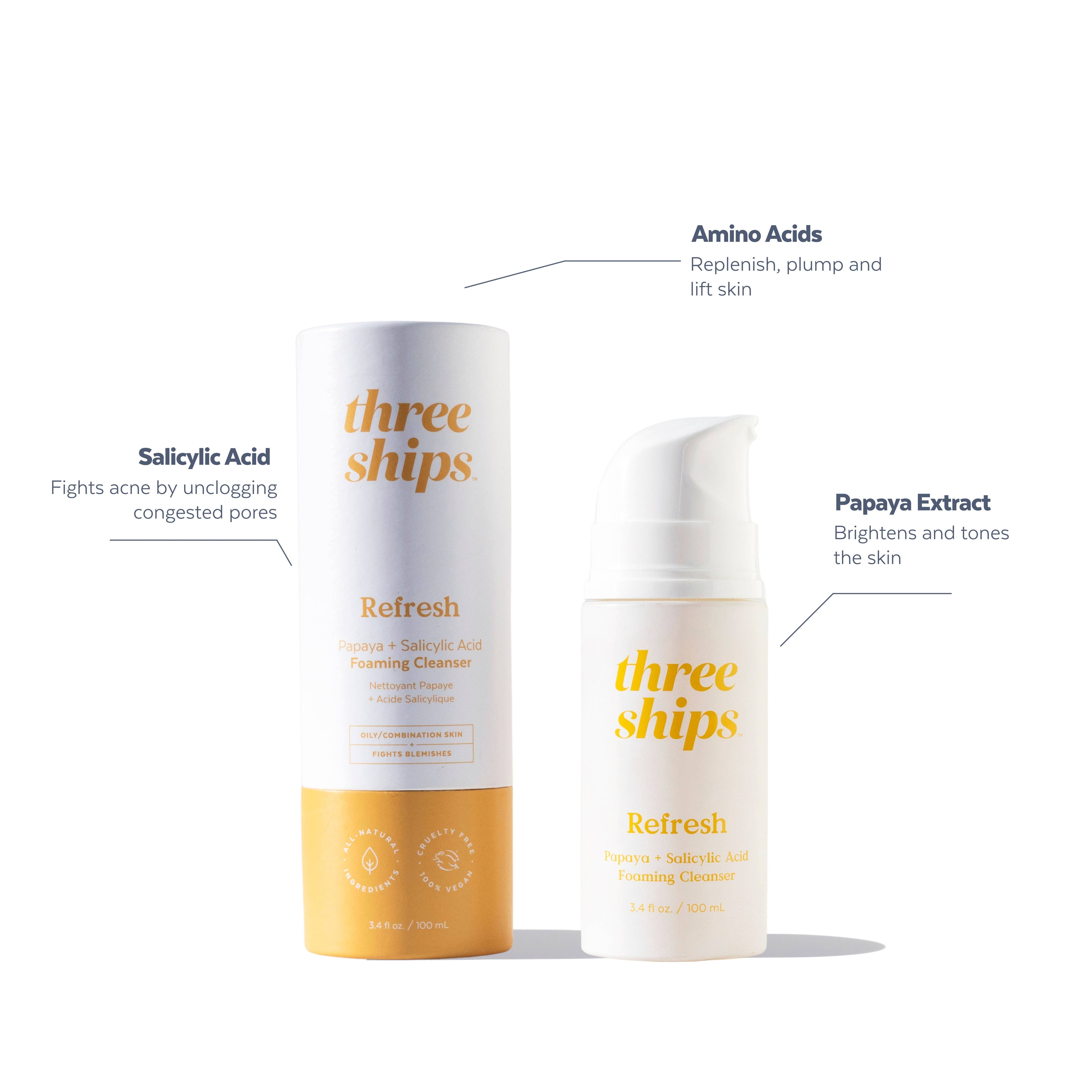 Three Ships - Refresh Papaya + Salicylic Acid Cleanser (100mL)