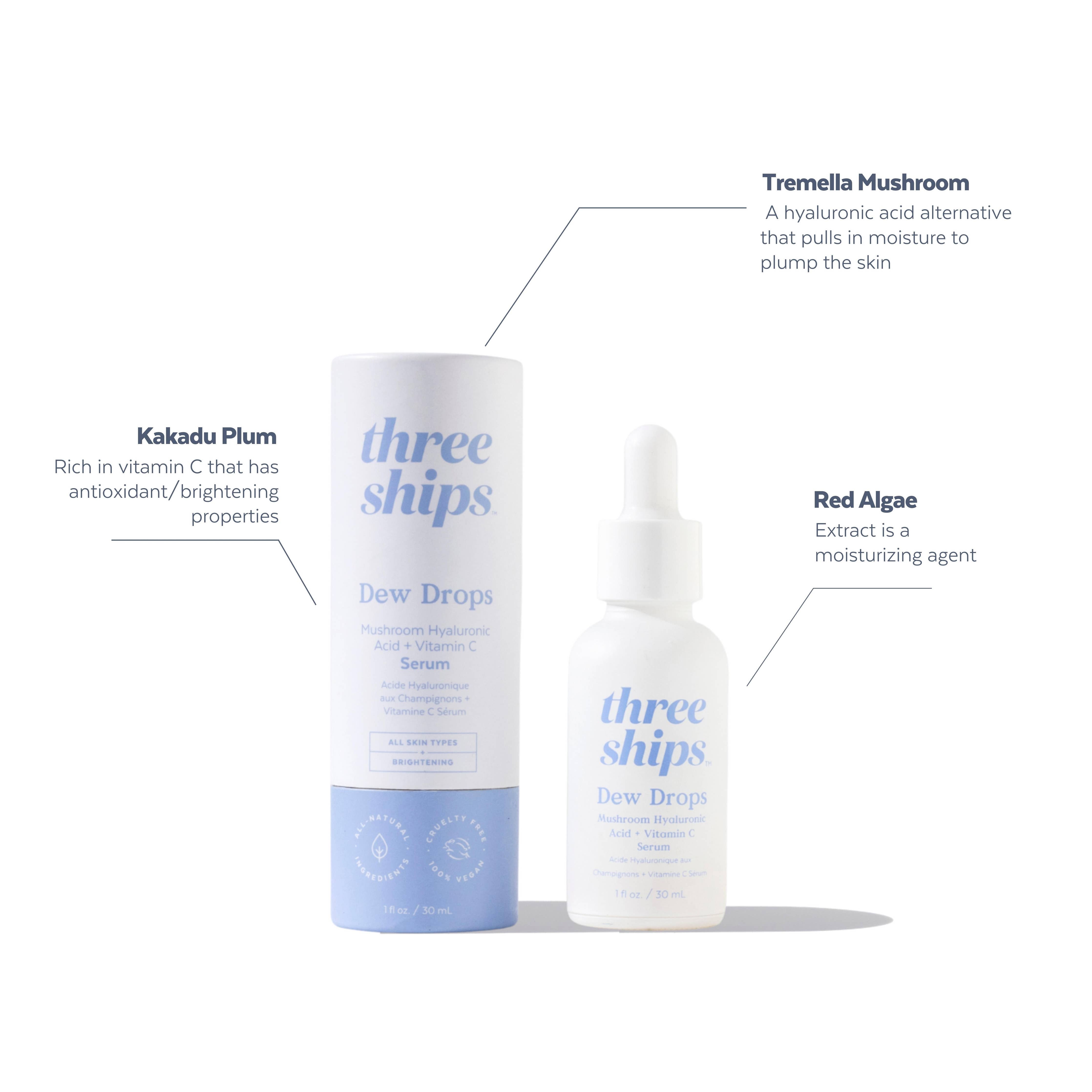 Three Ships - Dew Drops Mushroom Hyaluronic Acid + Vitamin C Serum (30mL)