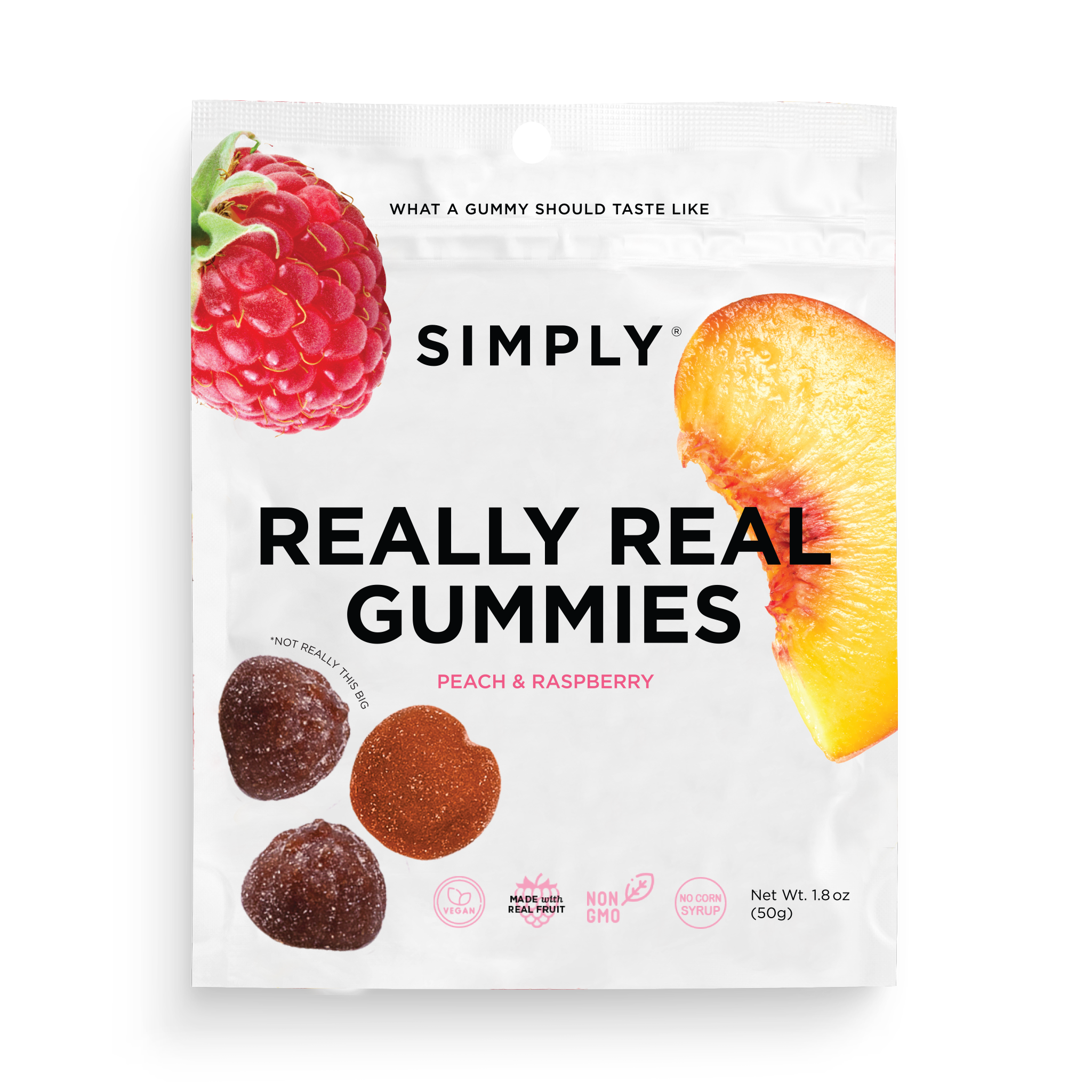 Simply Gum - Really Real Gummies - Peach Raspberry (1.8 oz Bags)