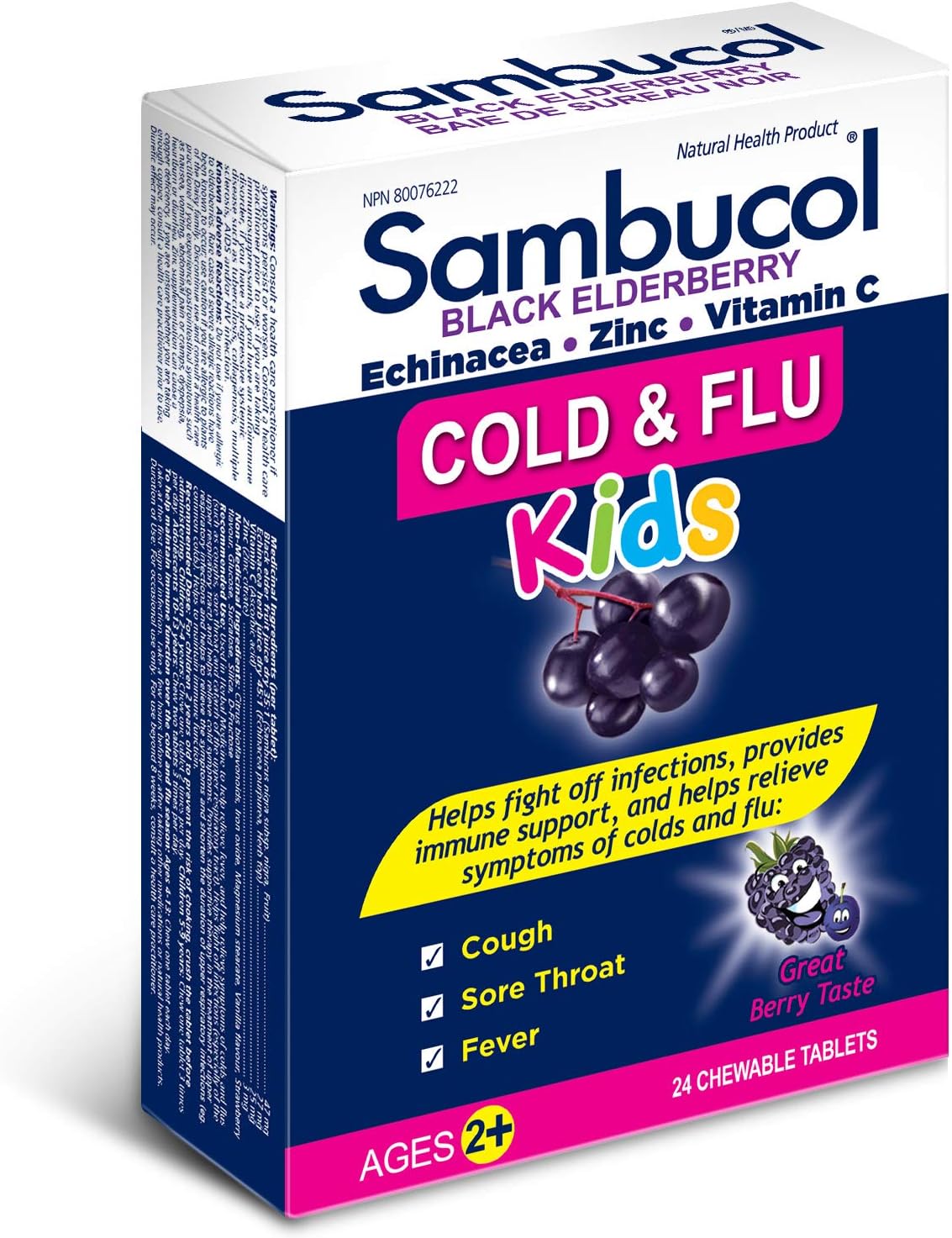 Sambucol Cold and Flu Kids Chewable Tablets - 24 tablets