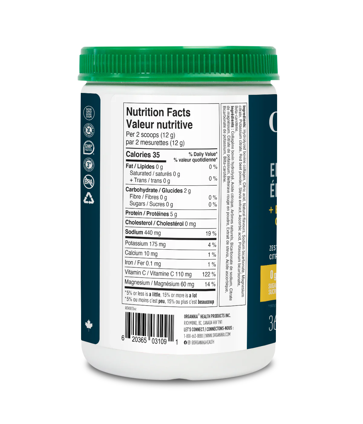 Organika Electrolytes + Enhanced Collagen - Zesty Lemon Berry