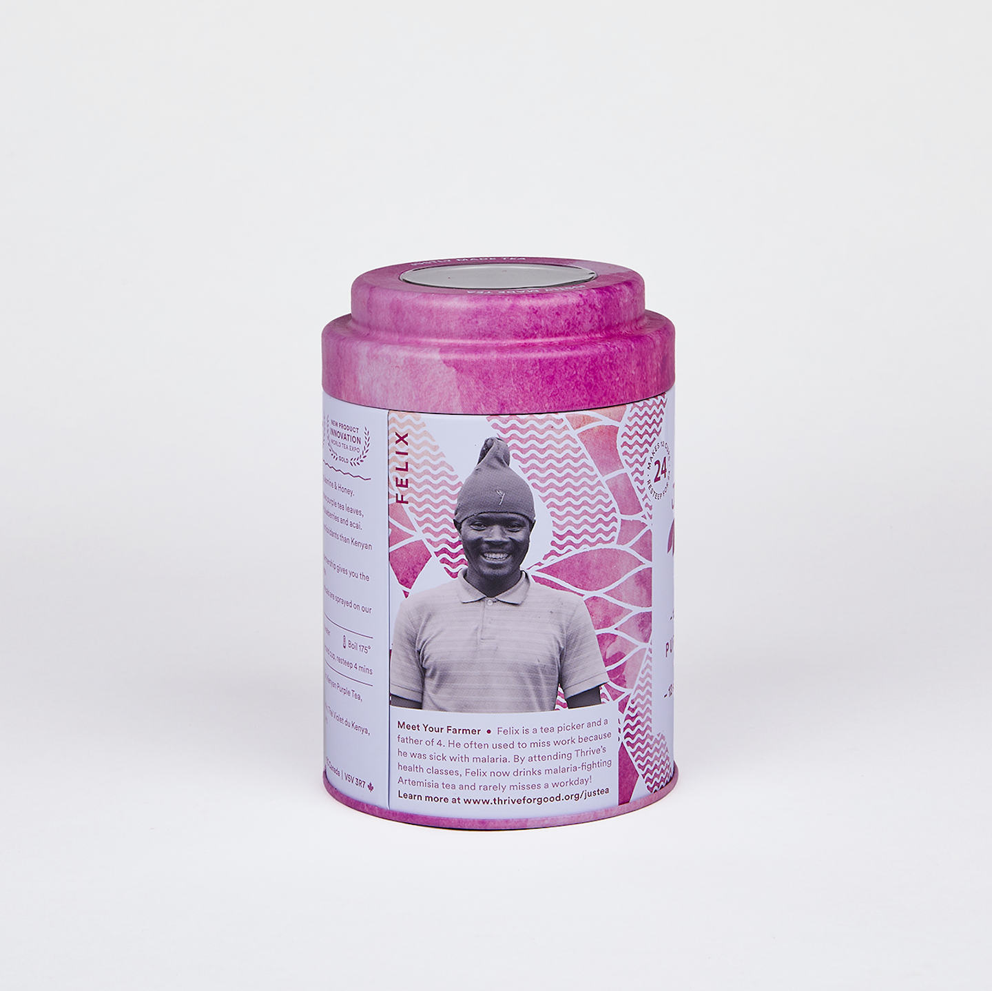 JusTea - Purple Jasmine Tea Bag Tin - Organic, Fair-Trade, Purple Tea