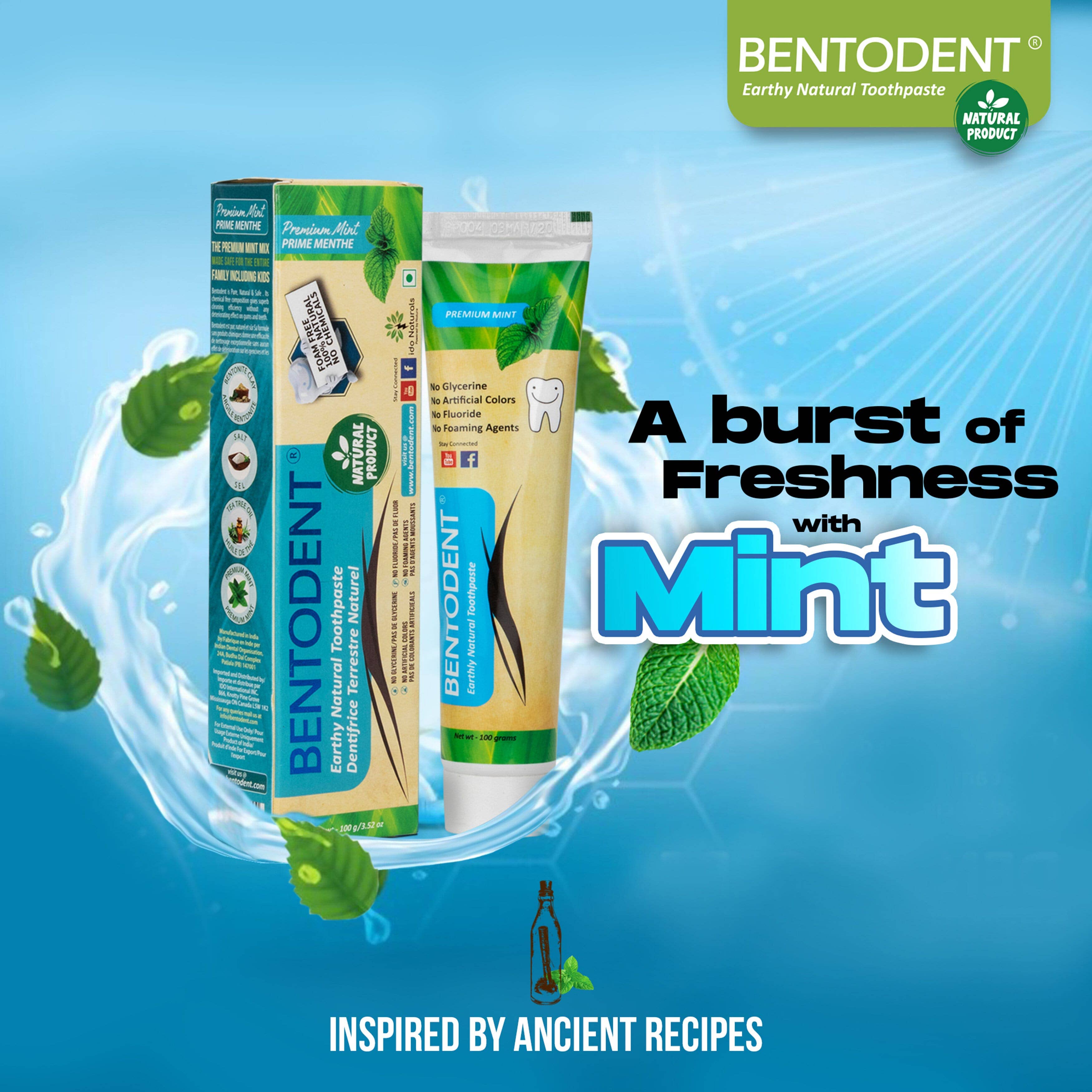 bentodent - Bentodent Premium Mint Natural Toothpaste