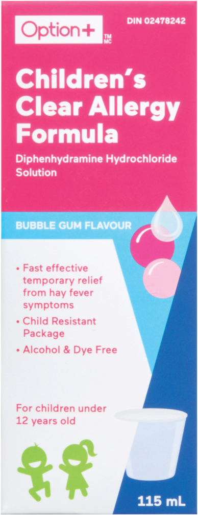 Option+ Children's Clear Allergy Formula Bubblegum