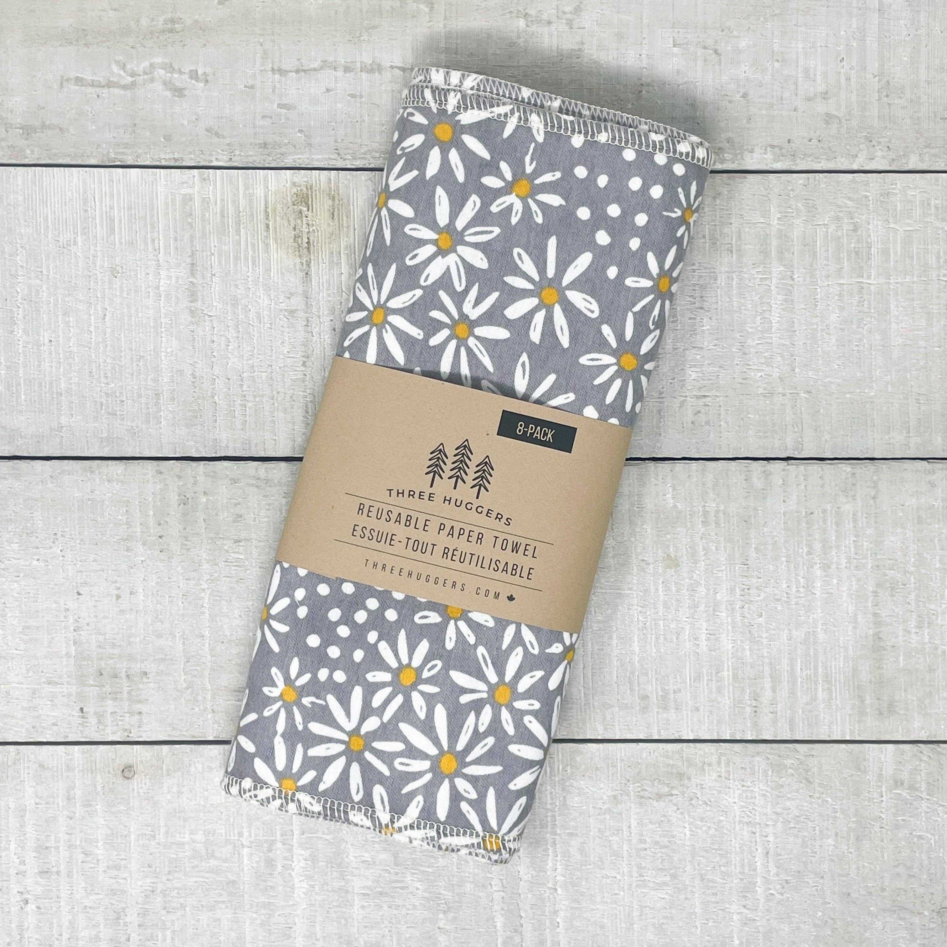 Three Huggers - Reusable Paper Towels - Grey Daisy