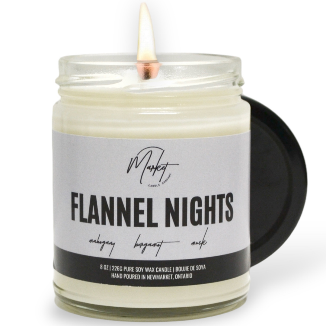 Market Candle Company - FLANNEL NIGHTS SOY CANDLE-: 8 oz Single Wick