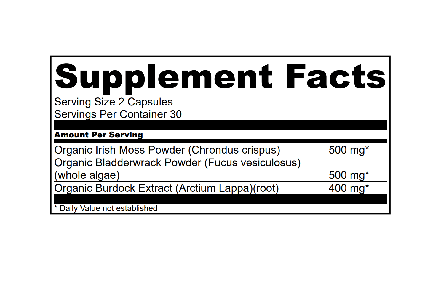 Herbal Vineyards - SEA MOSS, BLADDERWRACK & BURDOCK ROOT CAPSULES