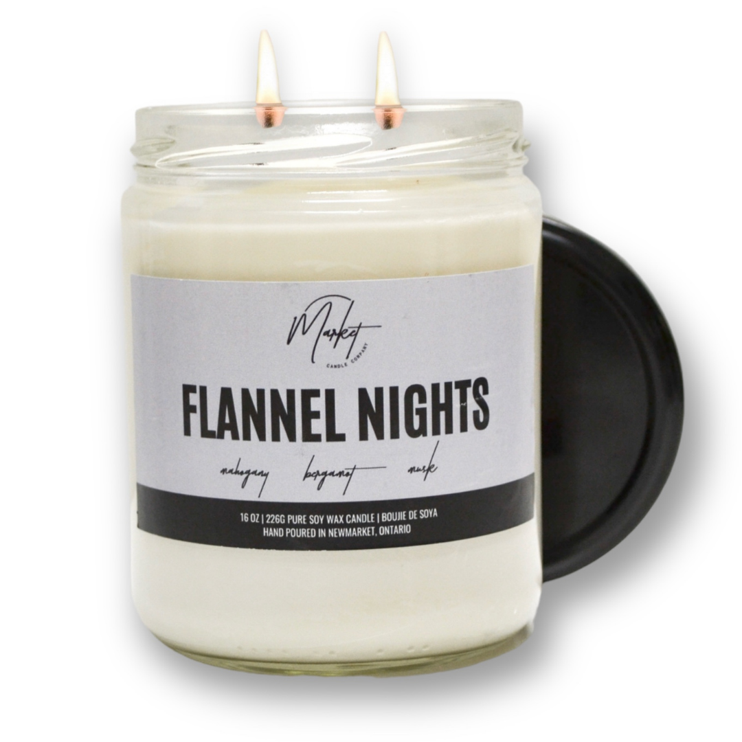 Market Candle Company - FLANNEL NIGHTS SOY CANDLE-: 8 oz Single Wick