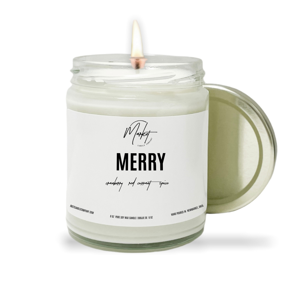 Market Candle Company - WINTER WHITE LABEL - MERRY SOY CANDLE - WHOLESALE: GOLD