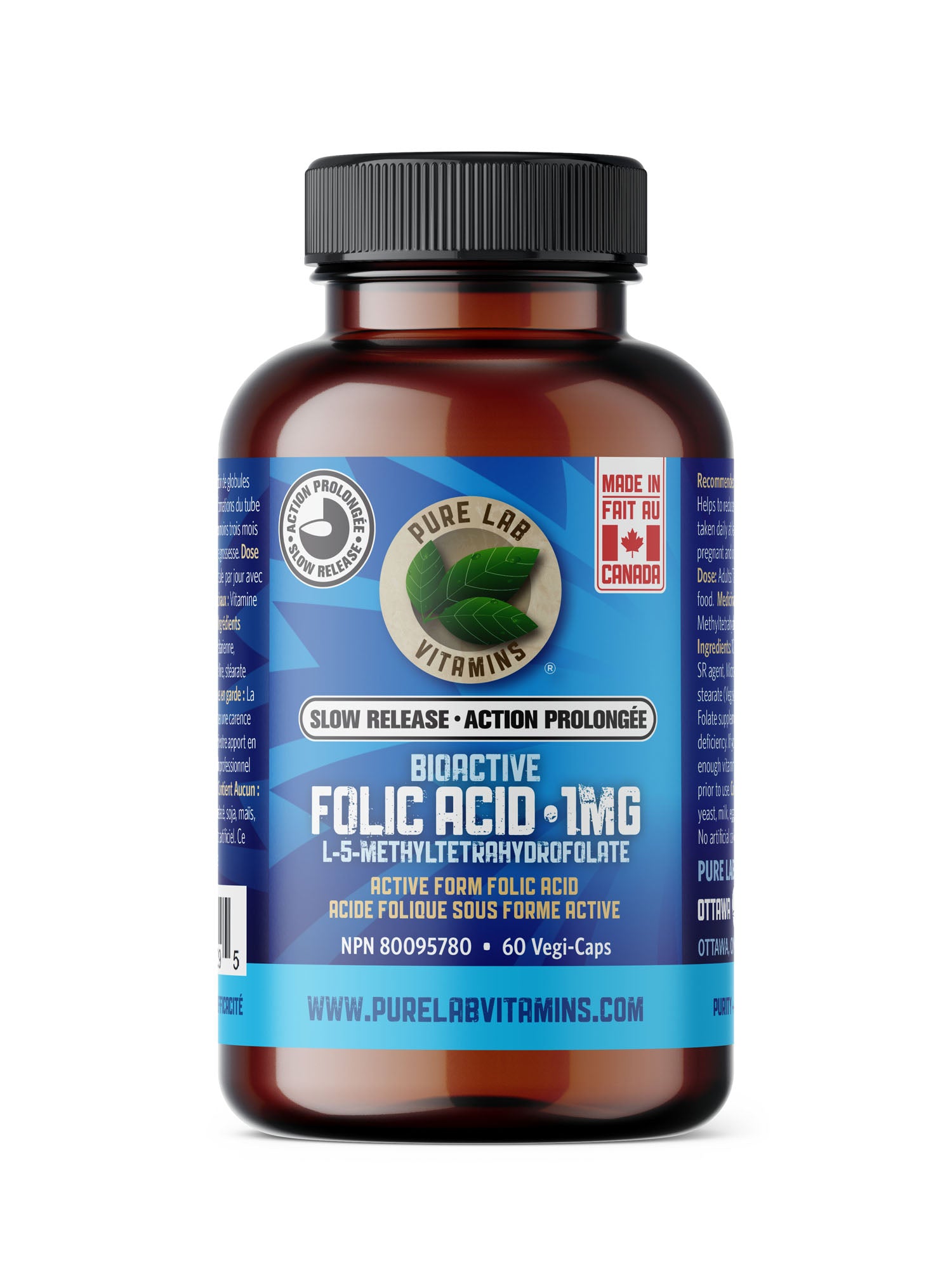 Pure Lab Vitamins Bioactive Folic Acid (L-5-methyltetrahydrofolate)