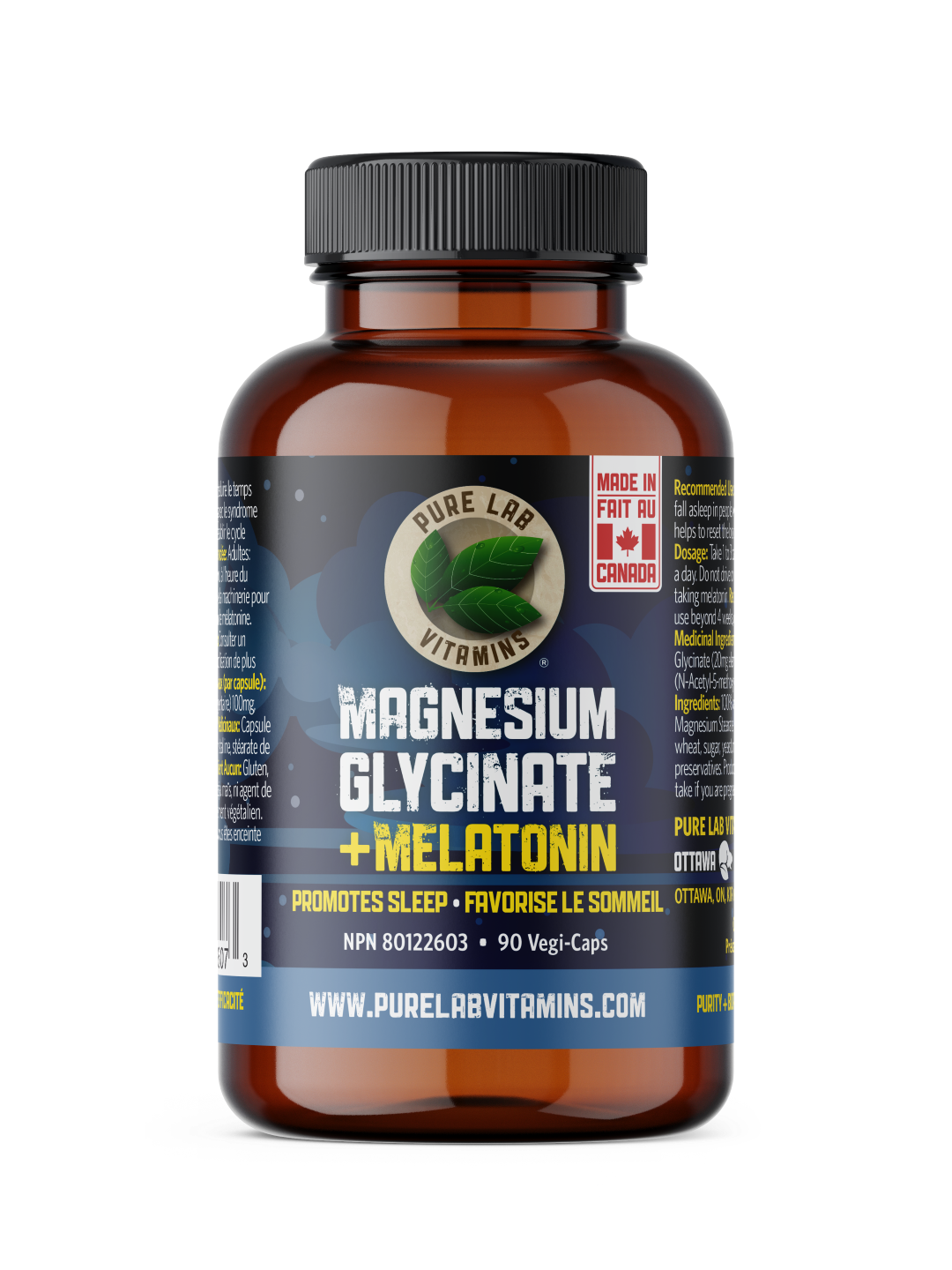 Pure Lab Vitamins Magnesium Glycinate + Melatonin