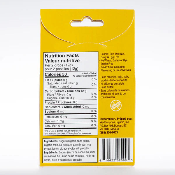 Organic Manuka Honey Drops - Lemon 120g
