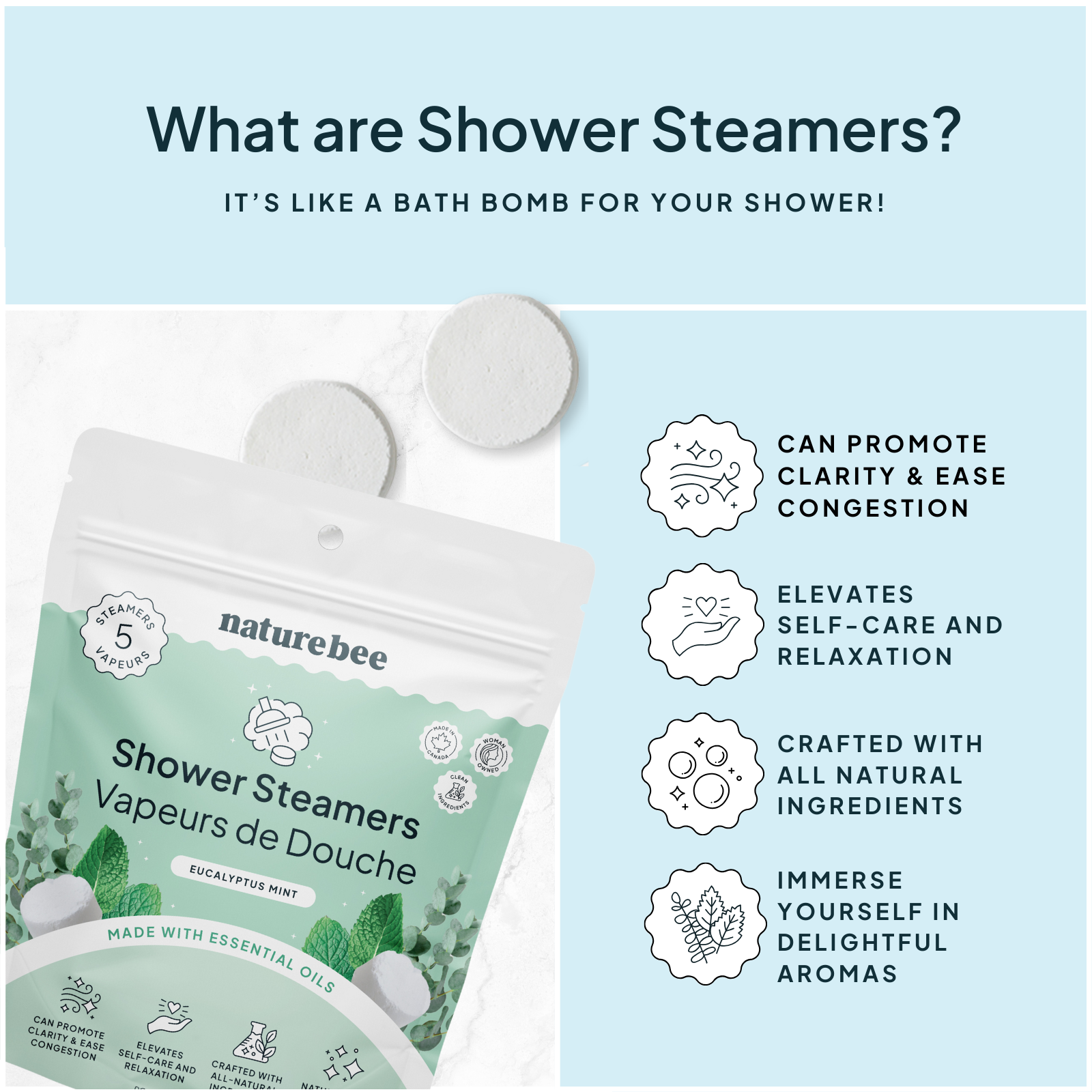 NATURE BEE - Refreshing Mint Shower Steamers | Nature Bee