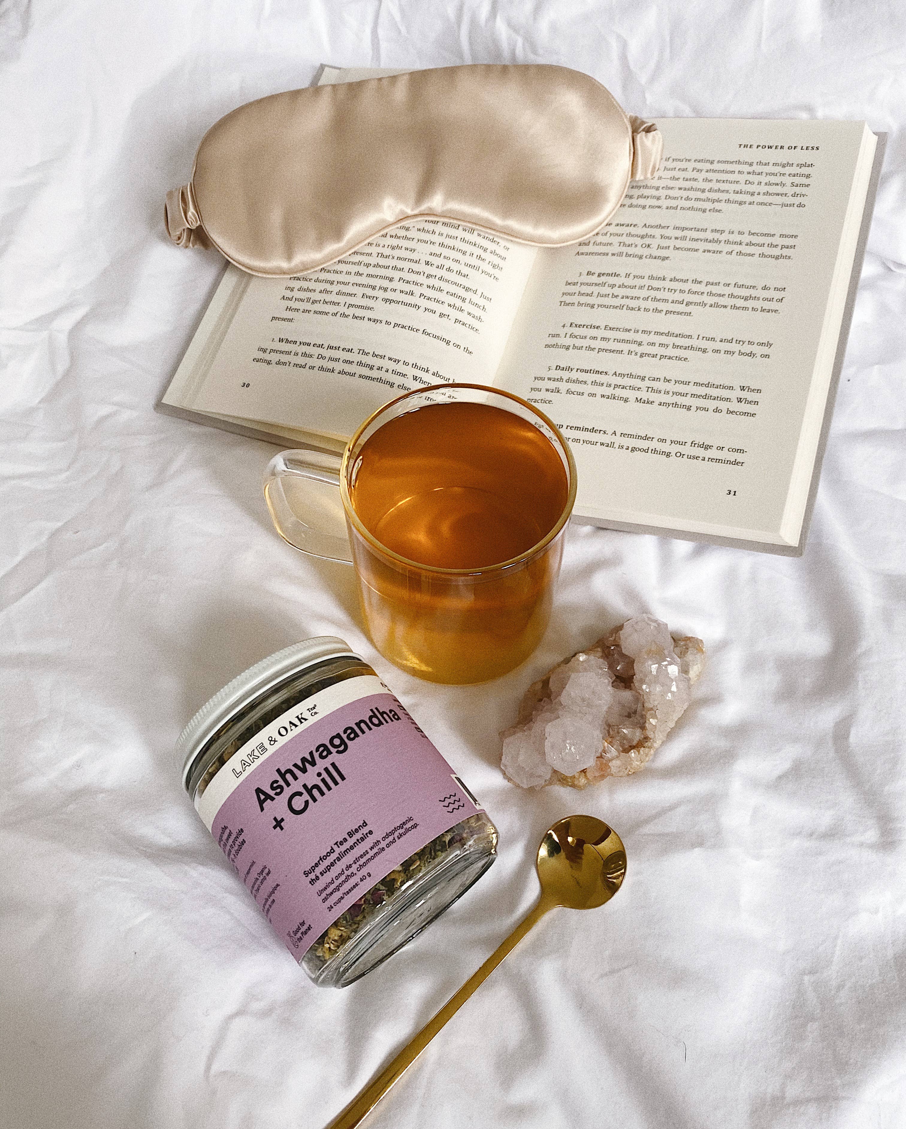 Lake & Oak Tea Co. - Ashwagandha + Chill - Superfood Tea Blend: Plant-Based Pyramid Tea Bags - Retail Pouch