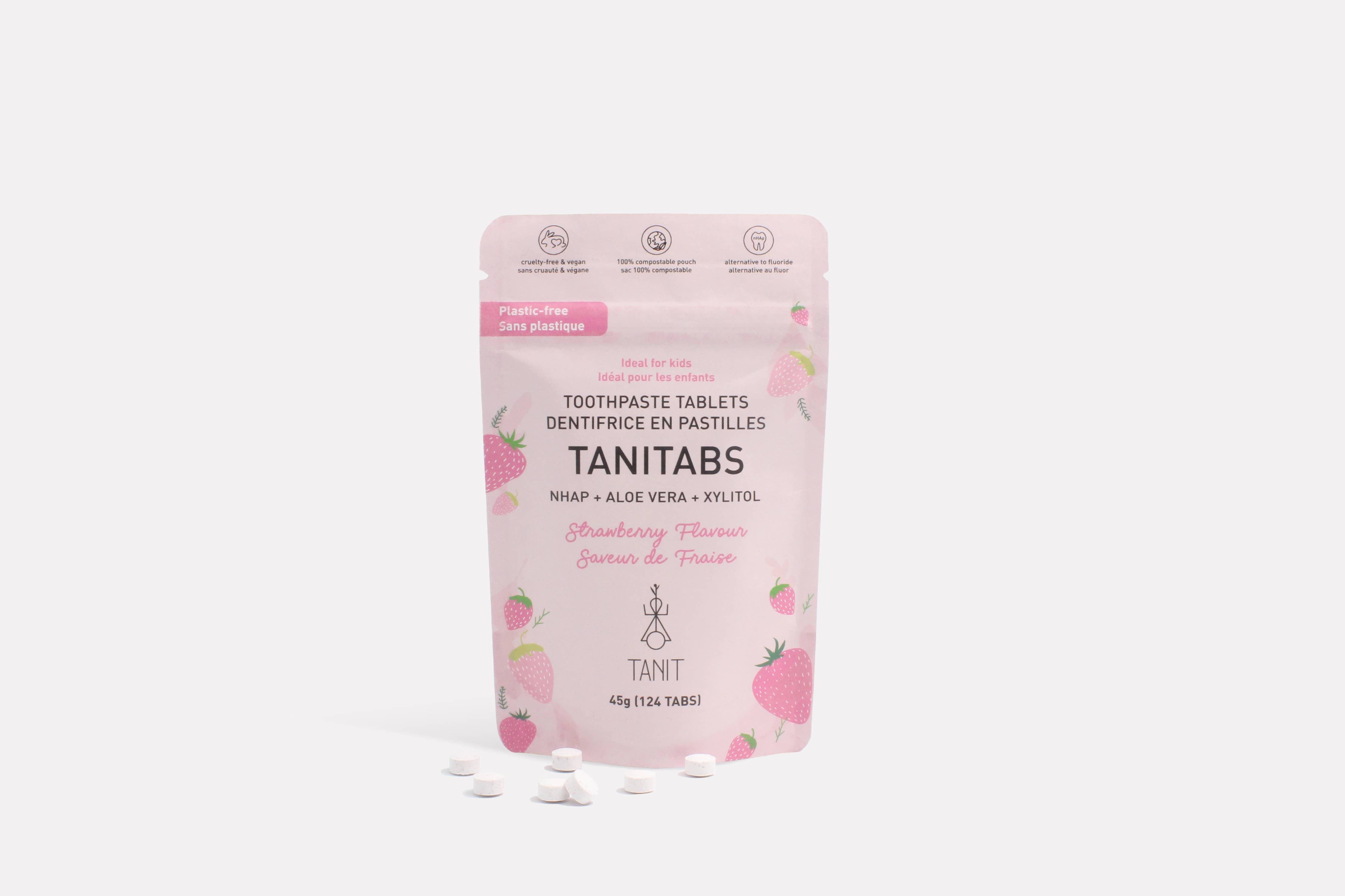 TANIT - Strawberry Toothpaste Tablets - Compostable refill -124 tabs