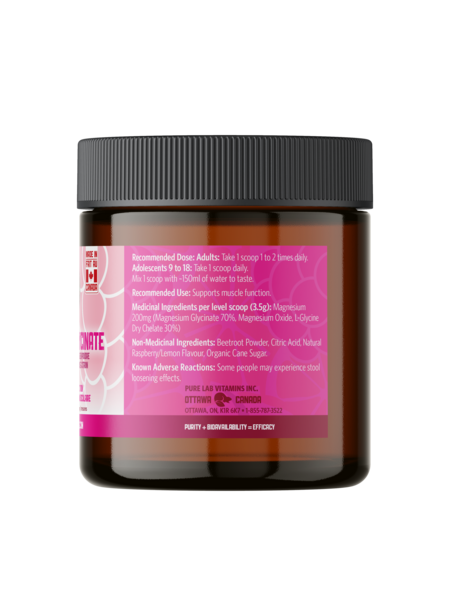 Pure Lab Vitamins Magnesium Glycinate Raspberry Lemon Powder Mix