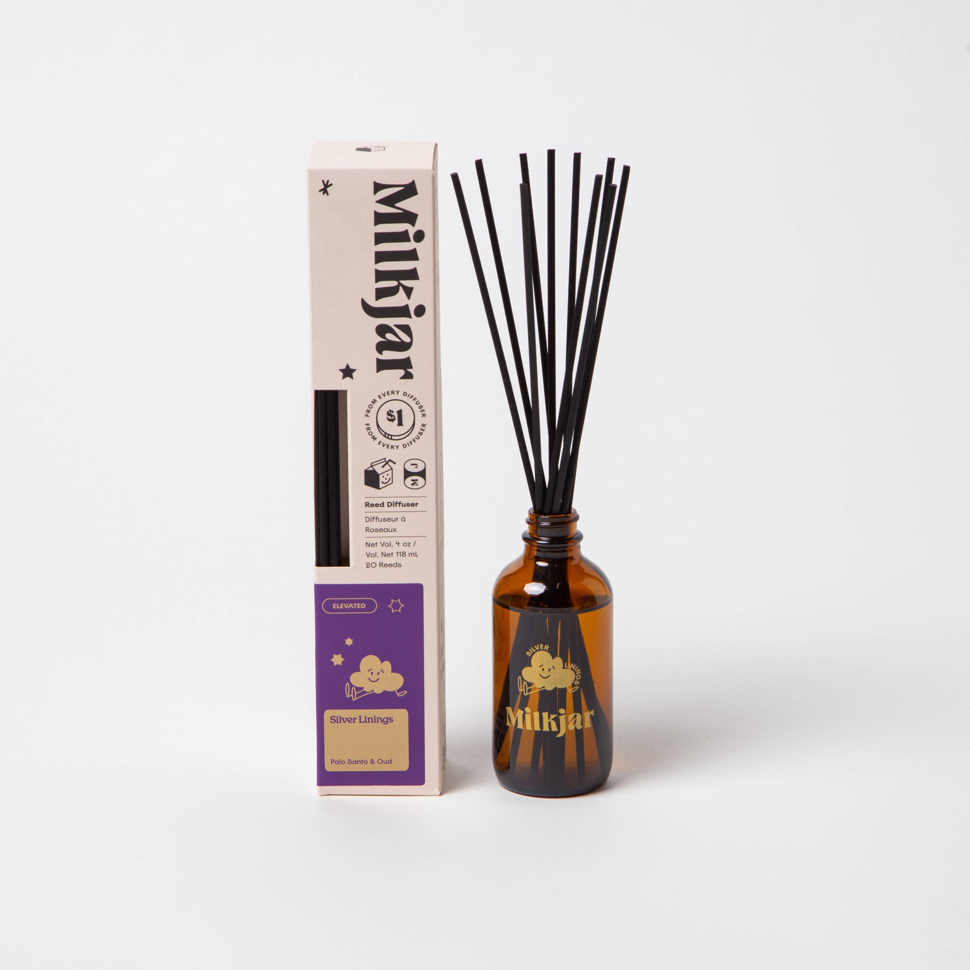 Milk Jar Candle Co. - Silver Linings - Palo Santo & Oud 4 oz Reed Diffuser