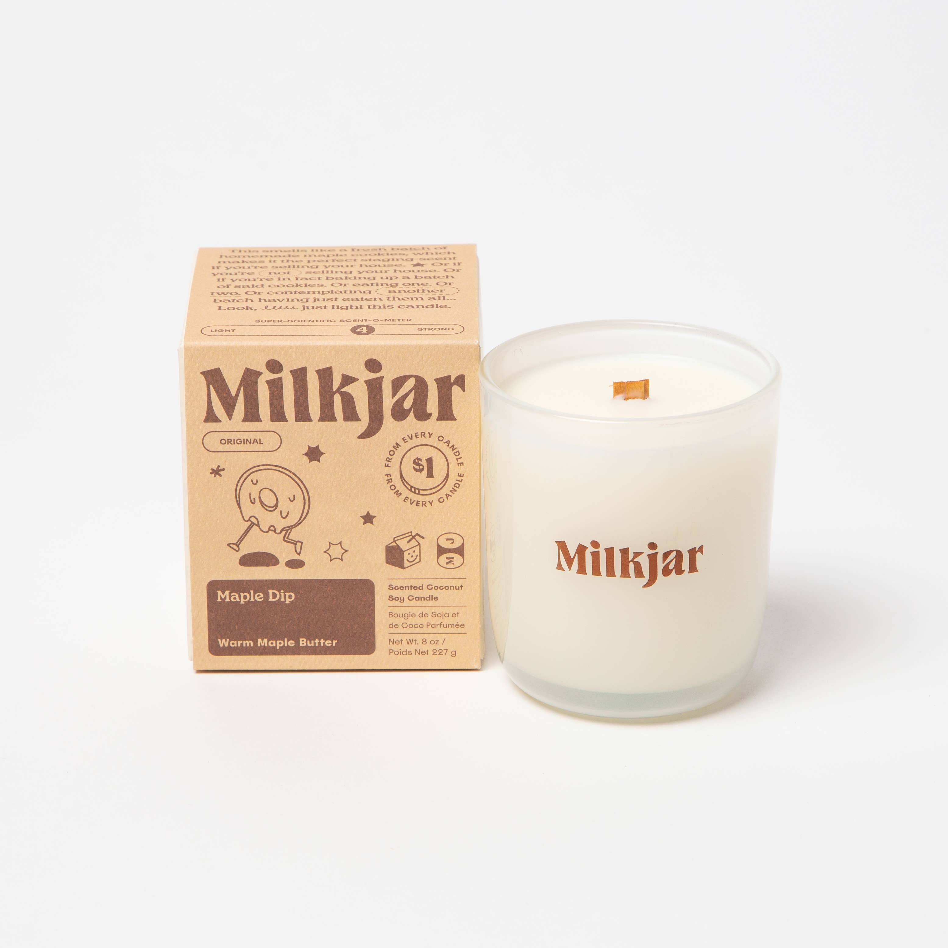 Milk Jar Candle Co. - Maple Dip - Warm Maple Butter Coconut Soy 8oz Candle