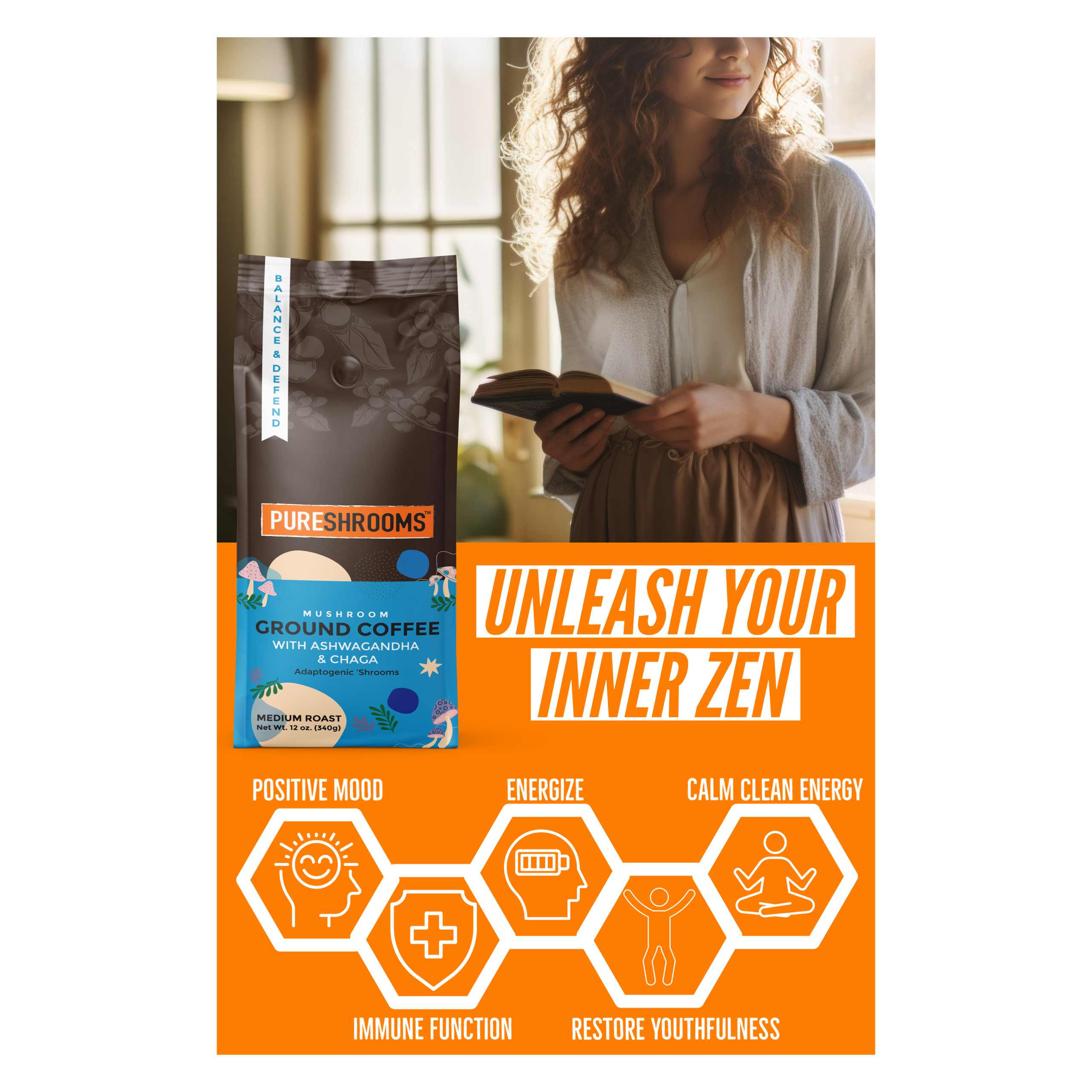 PureShrooms Inc. - PureShrooms Balance & Defend Mushroom Ground Coffee