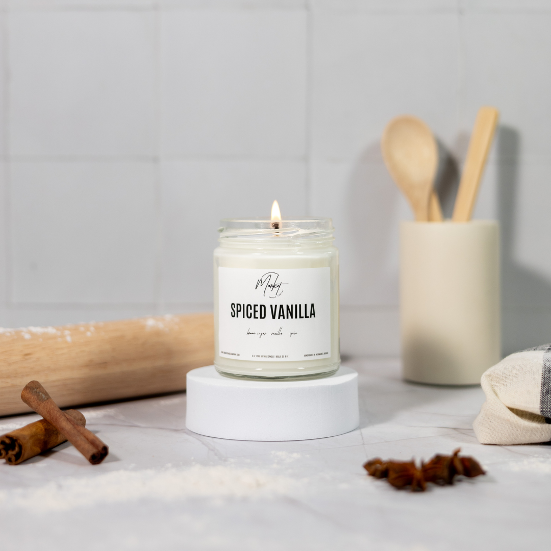 Market Candle Company - WINTER WHITE LABEL - SPICED VANILLA SOY CANDLE - WHOLESALE: GOLD