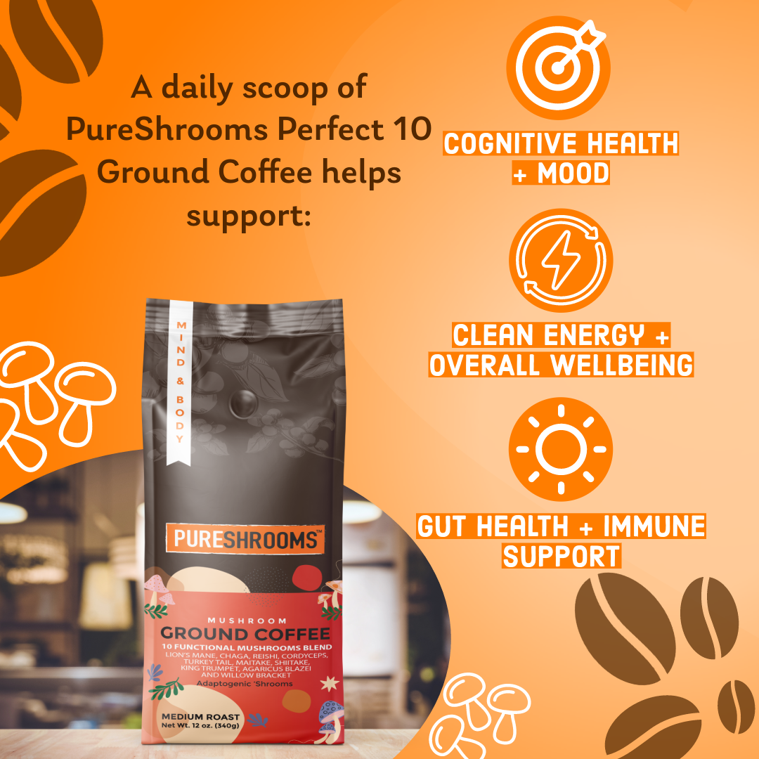 PureShrooms Inc. - PureShrooms Perfect 10 Mushroom Ground Coffee
