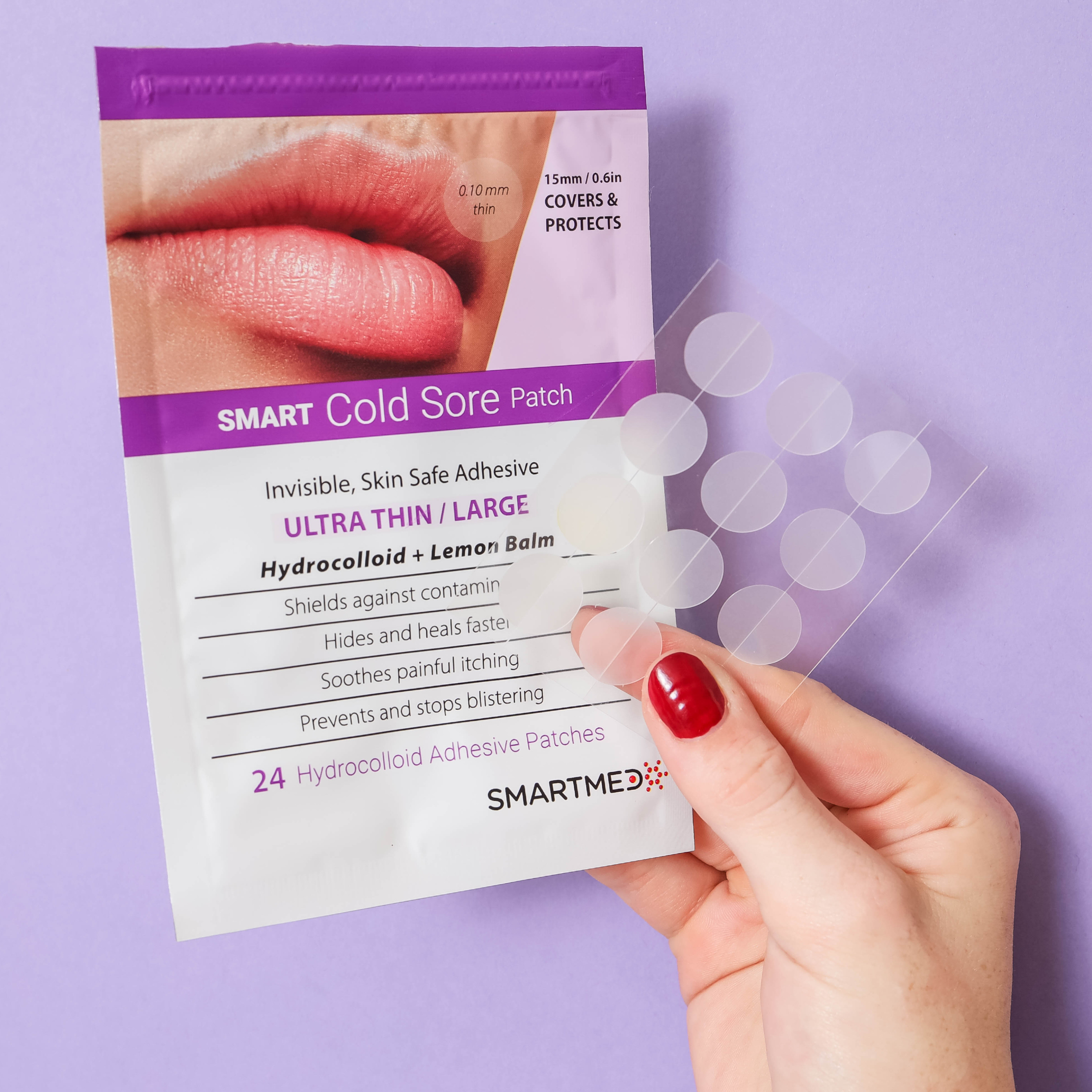 SMARTMED - Smart Cold Sore Large Treatment Patch with Lemon Balm Clear